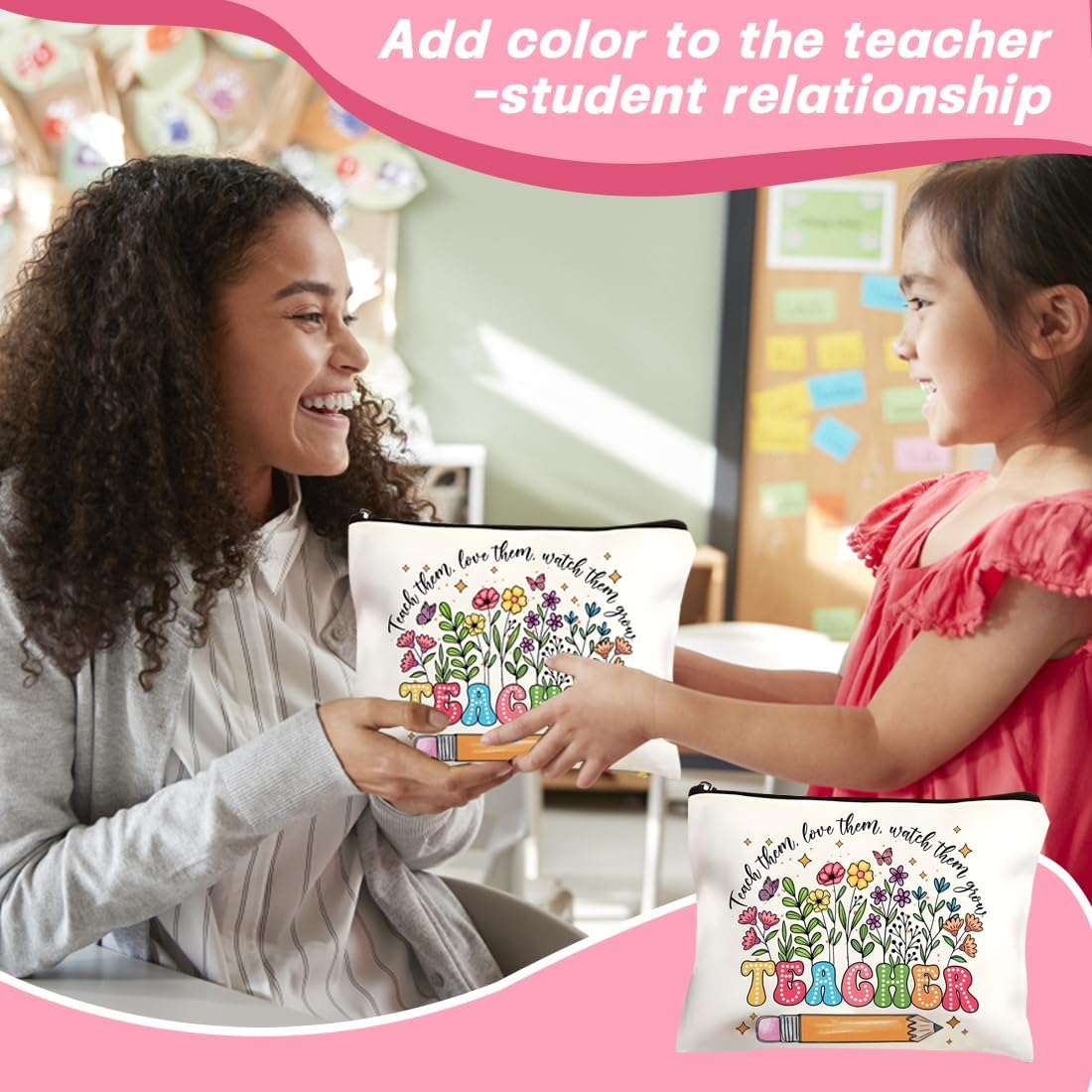 GXGM 1 X Canvas Bag Thank You Gifts, Multifunctional with Zip, Leaving Teacher'S Day, Leaving Nursery, Storage Bag image number 3