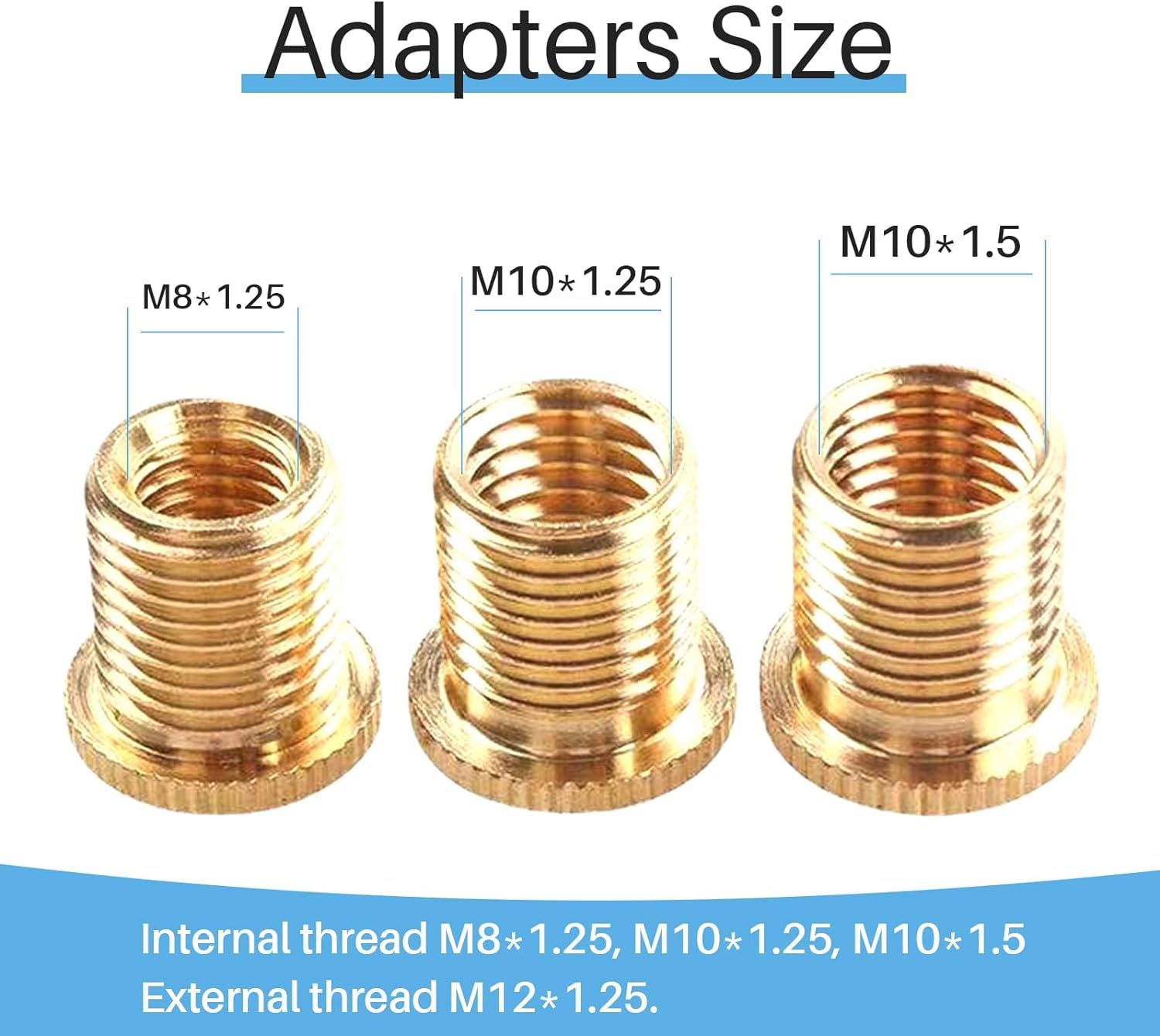 YIUIY M8X1.25, M10X1.25, M10X1.5 Shift Knob Adapters Gear Shifter Knob Thread Screw Adapter for 5 6 Speed Manual Automatic Vehicle Gold image number 4