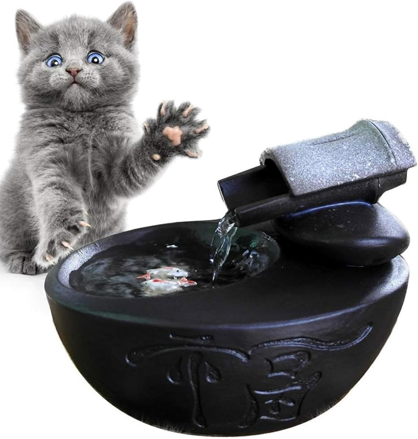 Dog Water Bowl Cat Water Fountain Automatic Circulation Ceramic Pet Water Dispenser Dog Water Fountain Filtered Water for Your Pet Silent Non-Slip Pet Bowl image number 1