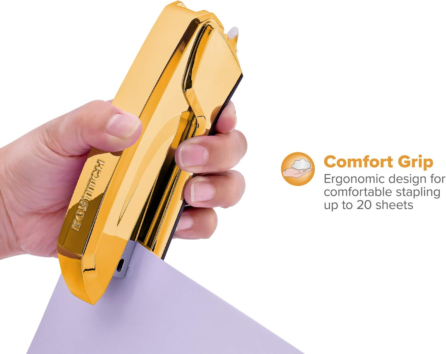 Bostitch Office Ascend 3 in 1 Stapler with Integrated Remover & Staple Storage, 20 Sheet Capacity, Gold Chrome image number 2