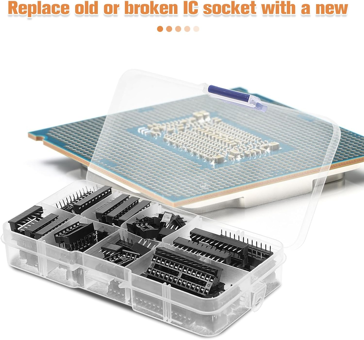 Baluue Set Microcontroller Base Ic Connector Holder Dip 6 8 14 16 18 20 28 Pin DIY Chip Holder Chip Socket Outlet Receptacle Sockets Wire Double Row Pin image number 6