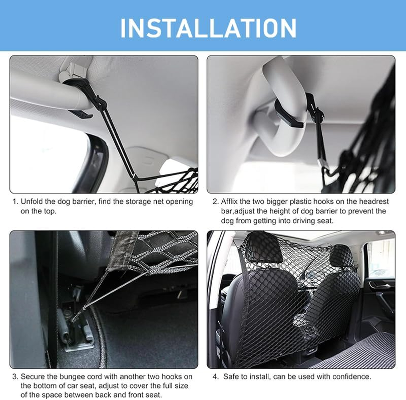 Dog Car Net Barrier for Suv,Pet Car Divider Back Seat Barrier Net,Dog Car Net Barrier,Pet Dog Net Vehicle Barriers,Dual-Layer Pet Barrier Net for Trucks, SUV, Vans, Car Net Organizer Storage Bag image number 5