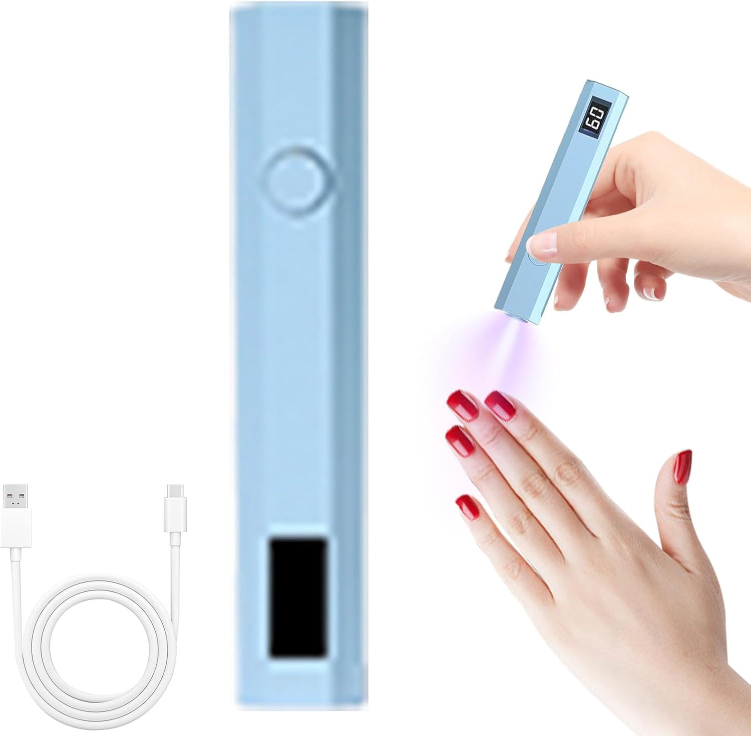 UV Pen Light for Nails,Rechargeable Small LED Display Pen for Nails | Cordless 2 Timer Lamp, Professional Portable Glue Dryer for Women Stickers image number 2