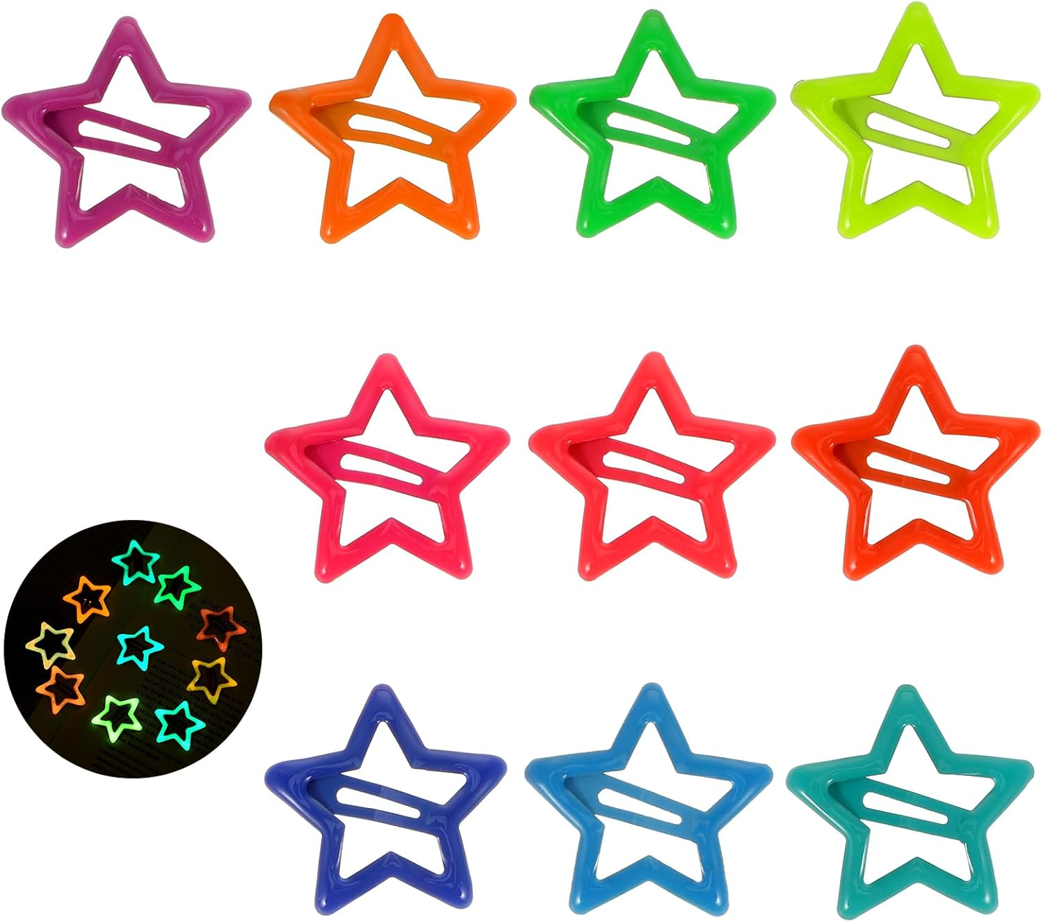 Colorful Luminous Star Hair Clips for Girls Glow in the Dark Star Barrettes Star Hair Accessories Cute Hairpins Snap Hair Barrettes Kawaii Hair Clips for Women Girls image number 5