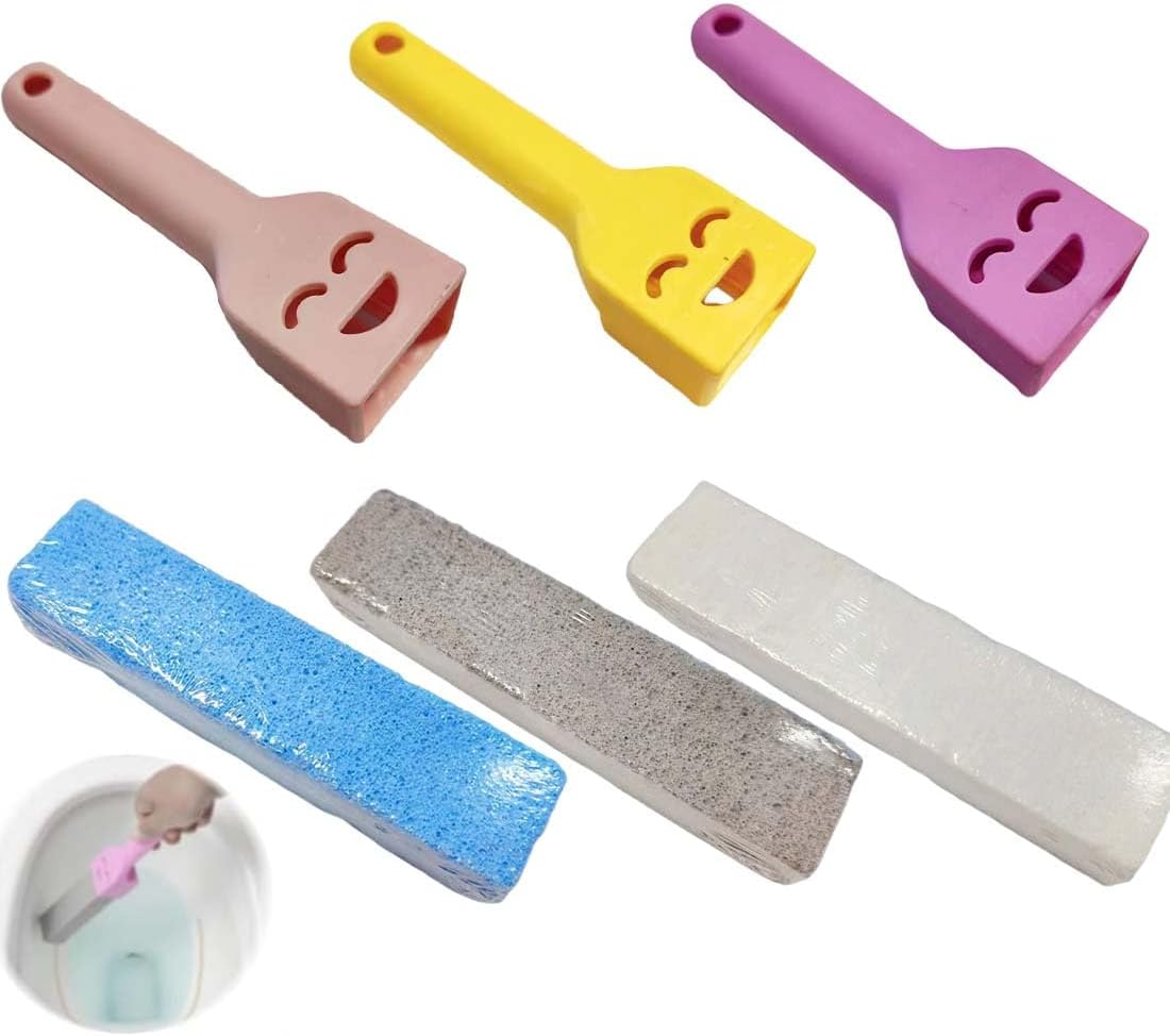 SULIUDAJI Pumice Stone Toilet Cleaner, Pack of 3 Cleaning Pumice Stone Toilet Pumice Stone Cleaning Stone with Three Handles, Pumice Stone Toilet for Toilet, Grill, Kitchen, Shower, Bathroom, Sink image number 2