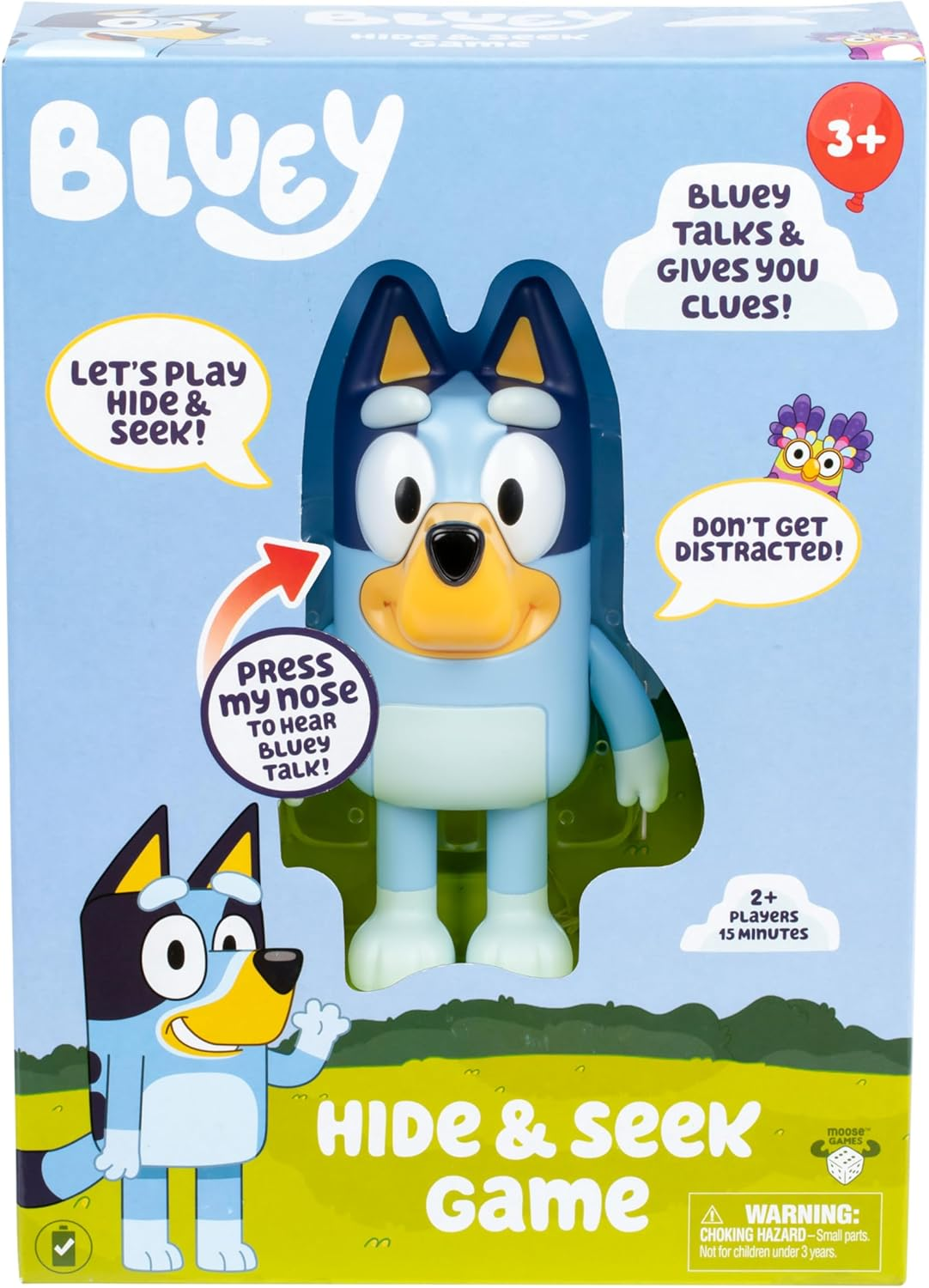 Bluey Hide & Seek Game, Hide the Bluey Figure and Press Her Nose to Start the Built-In Timer, Bluey Talks and Giggles to Help Kids Find Her, When Found, Kids Can Dance to Bluey'S Theme Song image number 1