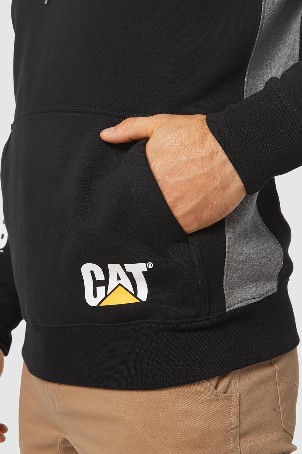 CAT Men'S Logo Panel Hooded Sweatshirt, Black, X-Large image number 2