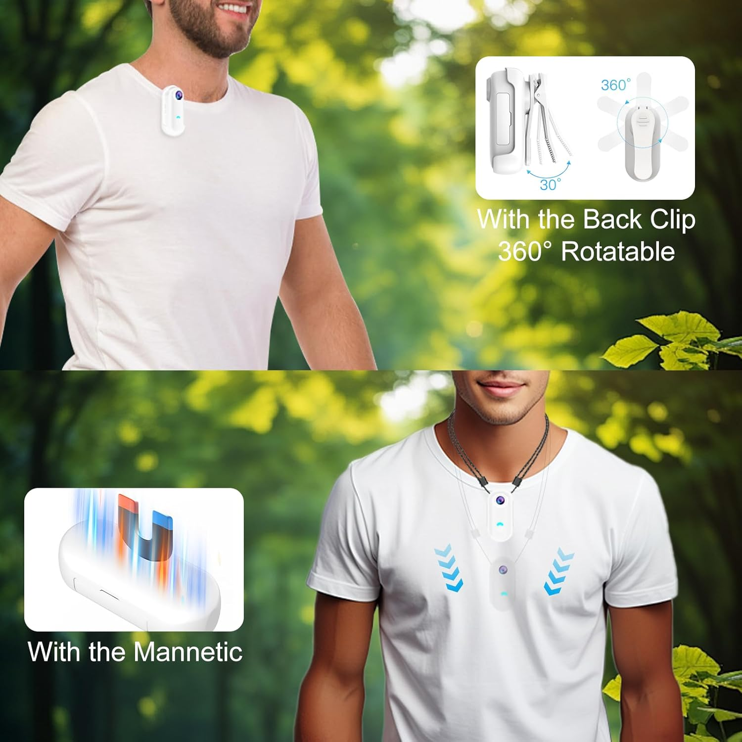 B-Qtech 1080P Body Camera, 360&deg; Action Camera Magnetic Pocket Thumb Cam, IP68 Waterproof, Mini Action Cam for Recording,Outdoors Activities,Walking image number 5