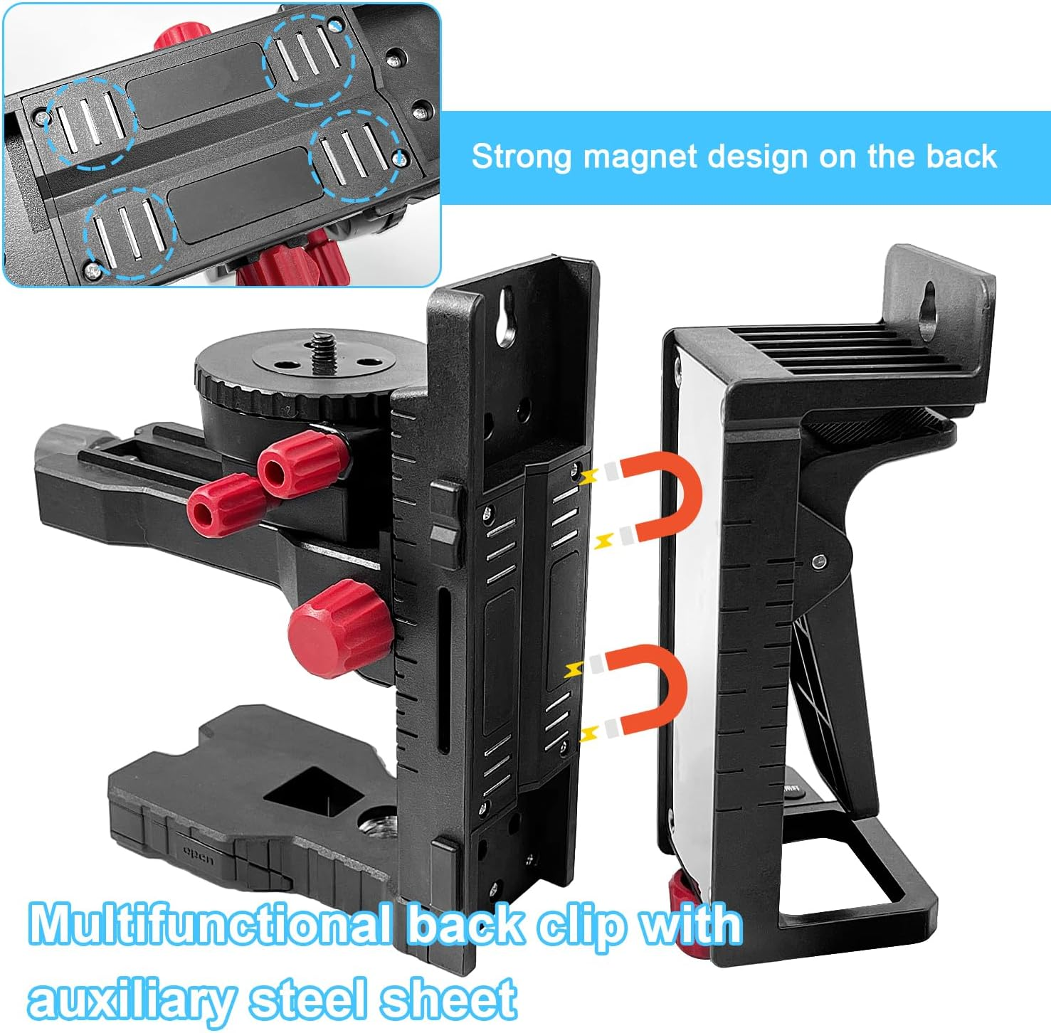 Fine Adjustment Bracket for Cross Line Laser, Multi Holder, Magnetic Stand, Multifunctional Magnetic Swivel Base with Adjustable Clip, Alternative to 1/4 Inch Thread & Height Adjustment-Pv10 image number 1