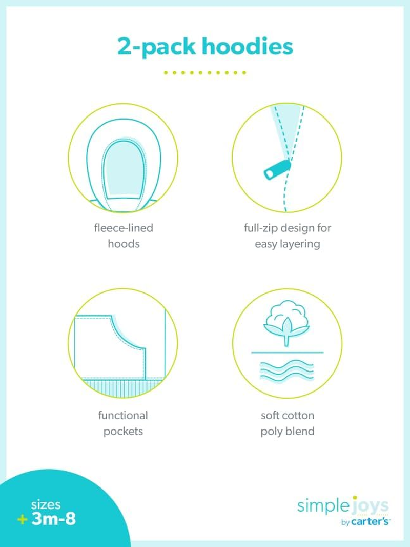 Simple Joys by Carter'S Toddlers and Baby Boys' Fleece Full-Zip Hoodies, Pack of 2