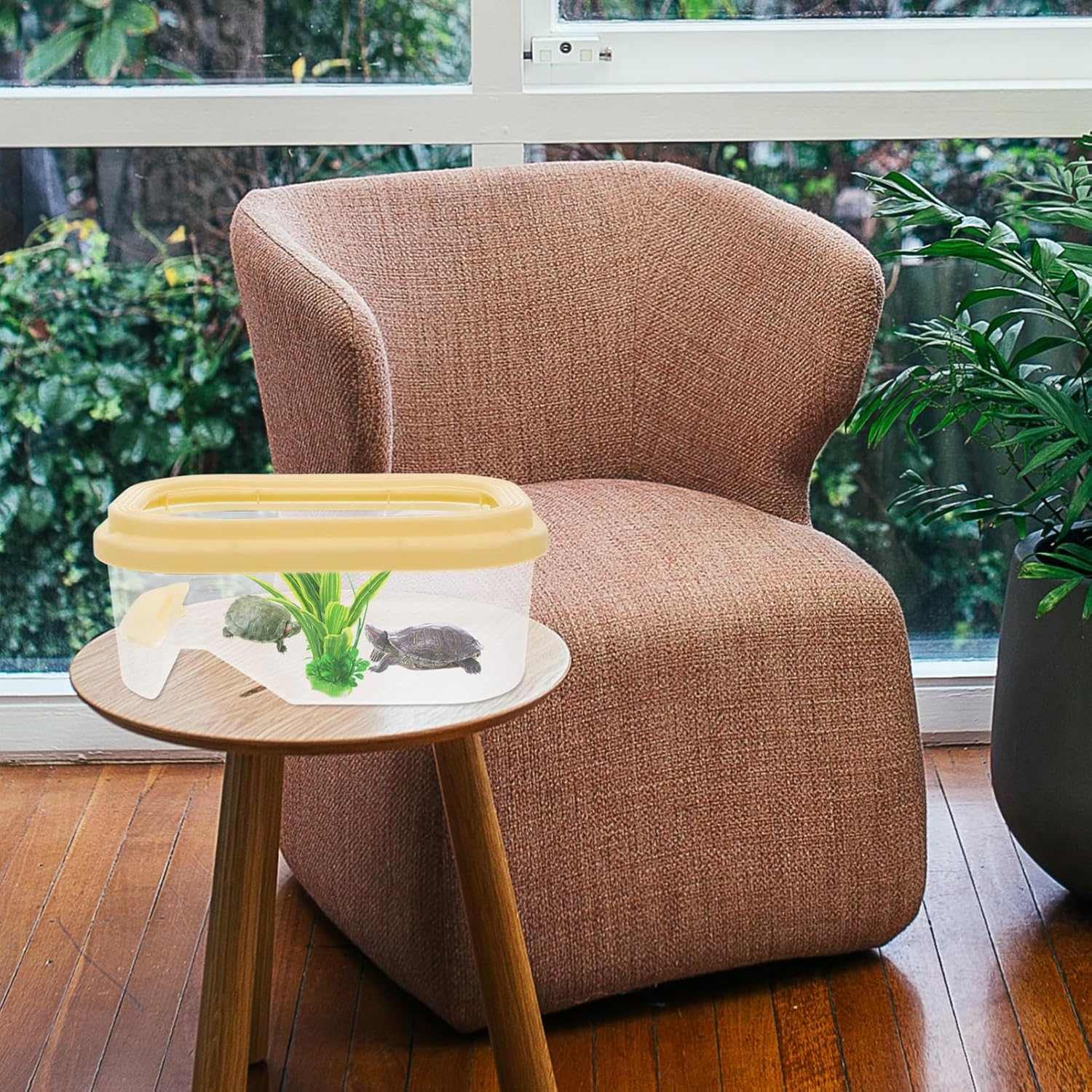 SUPVOX Turtle Breeding Container Basking Platform Multi-Use Indoor Turtle Tank for Tortoise Fish and Small Aquatic Pets Durable and Versatile Habitat Climbing Ramp and Feeding Area For image number 3