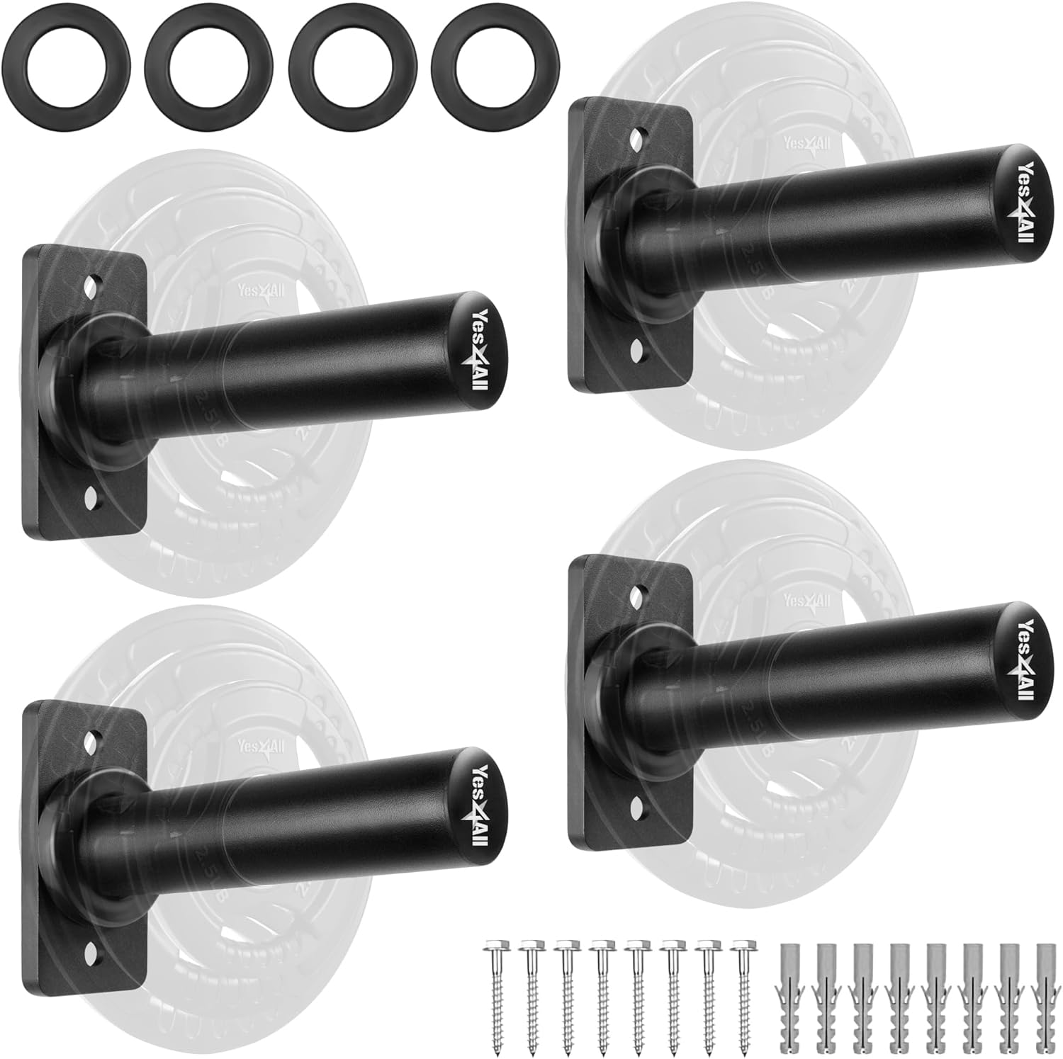 Yes4All Wall Mounted Weight Plate Holder, Weight Storage Rack &ndash; Fits 2&rdquo; Olympic Weight Plate, 249 Kgs - 550 Lbs per Pair Capacity image number 3