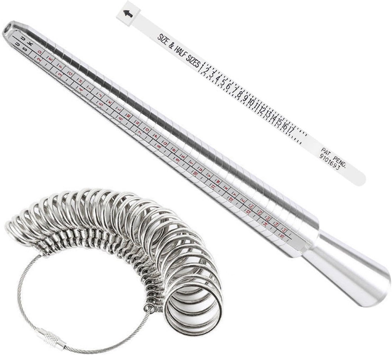 Aluminum Ring Sizer Measuring Tool Set - Plastic Ring Mandrel & Stainless Steel Finger Gauges, Metal Sizer for Jewelry Making and Fitting image number 6