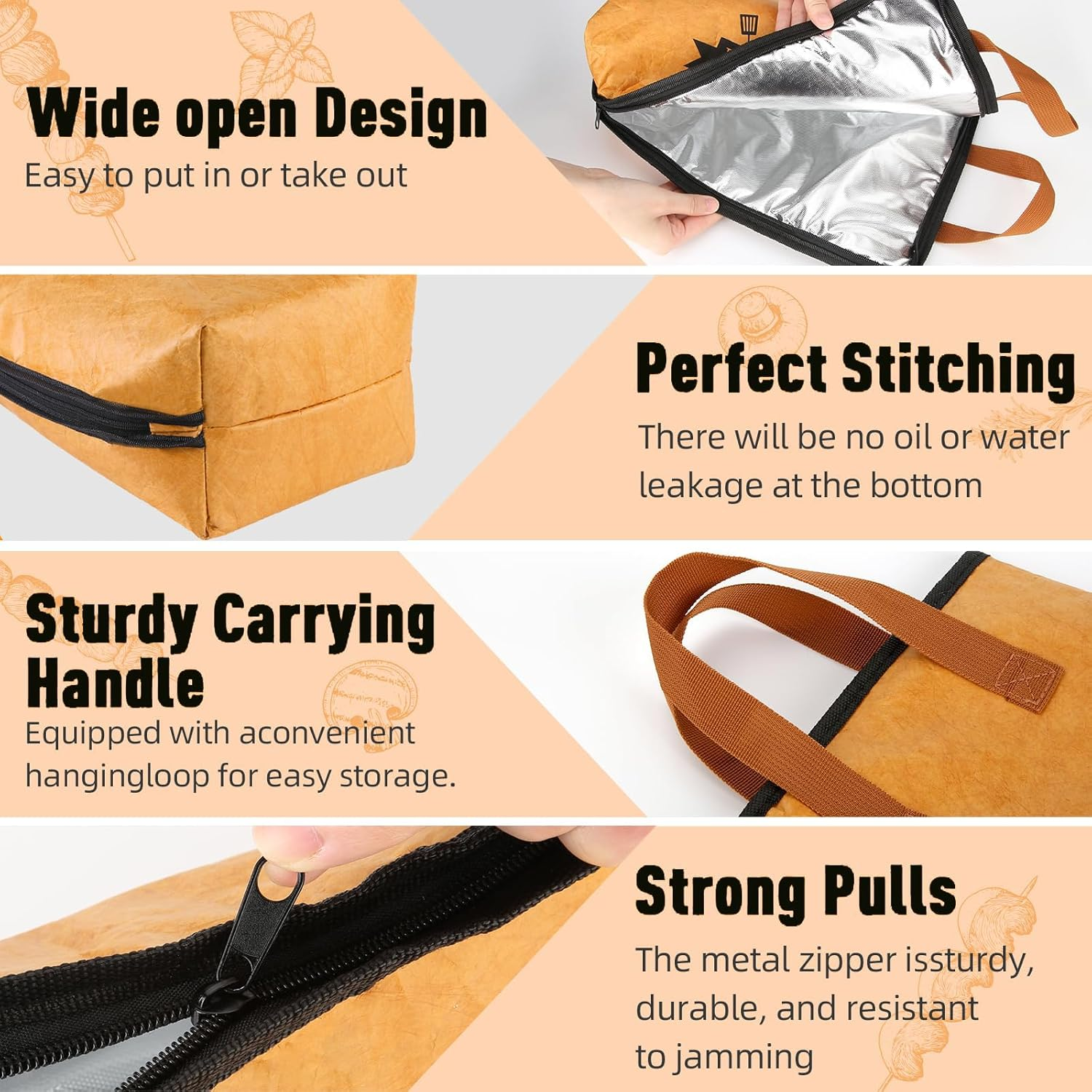 BBQ Blanket for Resting Meat, Insulated Smoker Meat Resting Bag, Reusable Grilling Blanket for Large Briskets, Beef, Pork Shoulders, Turkey, Wide Mouth Design, Heavy Duty Heat Retention