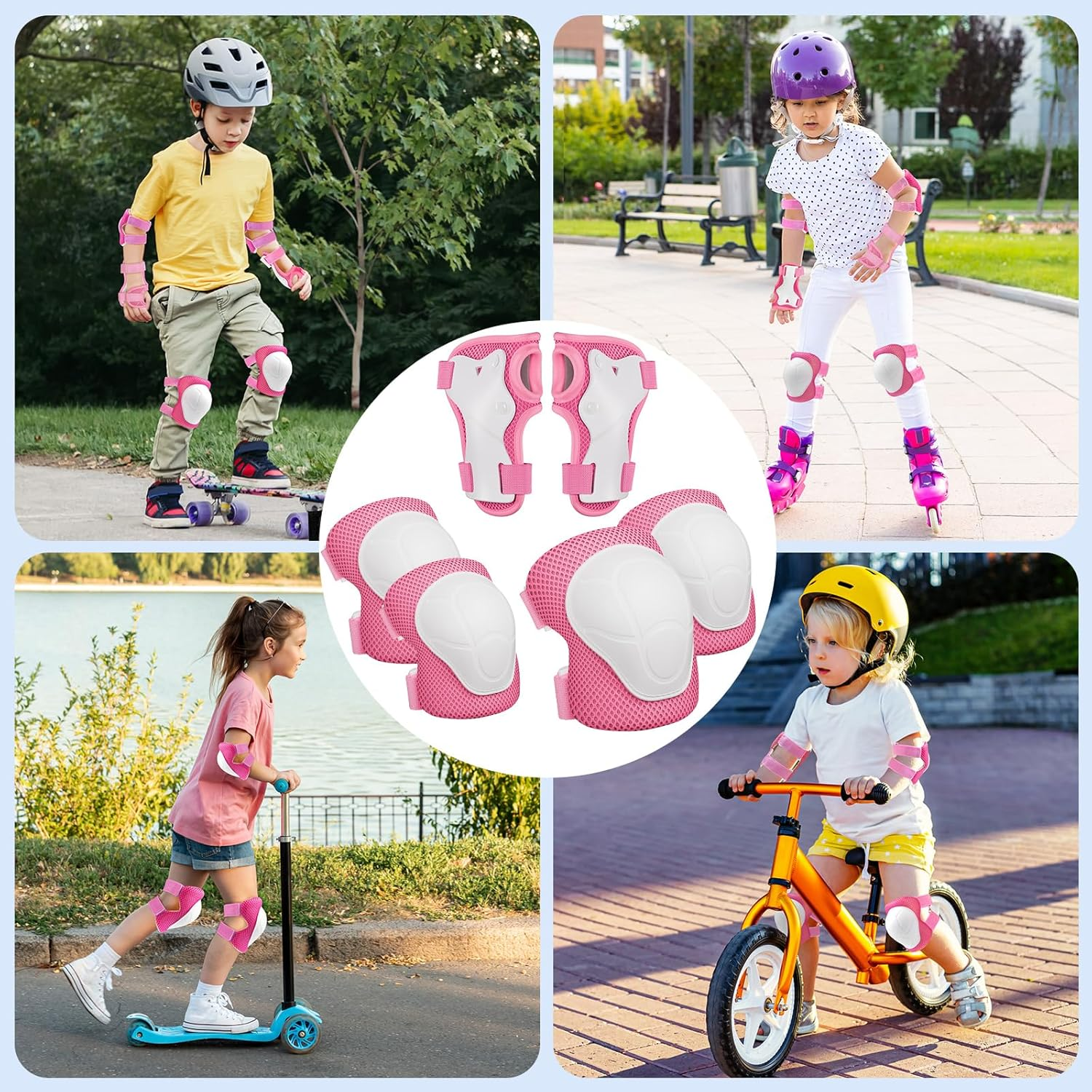 Knee Pads for Kids Kneepads and Elbow Pads Toddler Protective Gear Set Kids Elbow Pads and Knee Pads for Girls Boys with Wrist Guards 3 in 1 for Skating Cycling Bike Rollerblading Scooter [Upgraded]