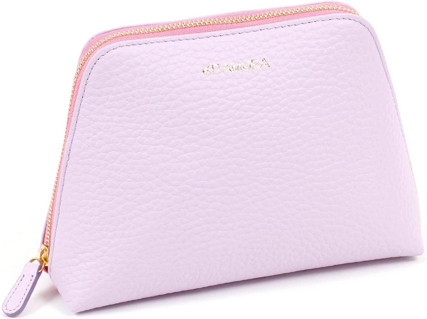 Kitamura PH0775 Cowhide Large Pouch - Beige/Ice Blue 50211 image number 6