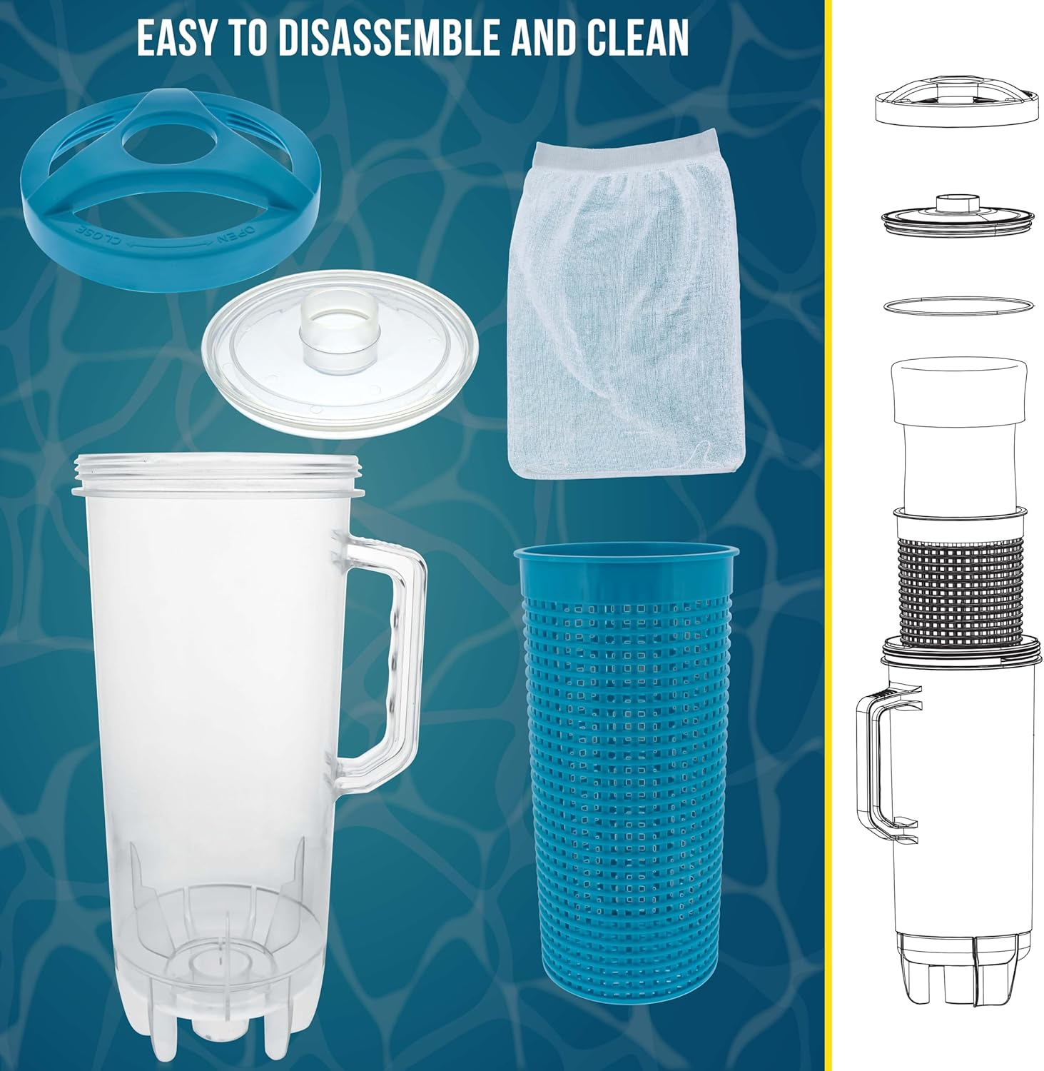 U.S. Pool Supply Professional In-Line Pool Leaf Canister with Large Plastic Mesh Basket & Mesh Bag - Fits 1-1/2&rdquo; Swimming Pool Cleaner Vacuum Hose Sections - Skims Leaves, Prevents Filter Clogging image number 1