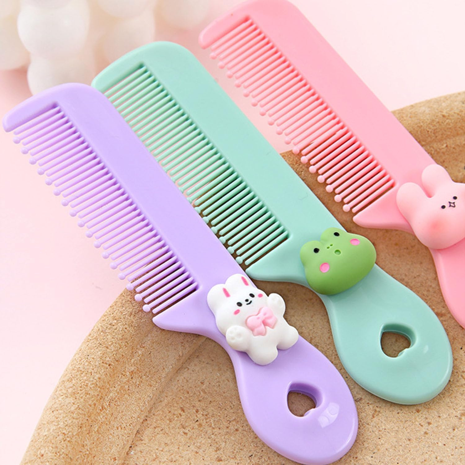Taicols 6 Pack Baby Hair Combs Set - Newborn Comb for Girls & Boys, Anti-Knot Pain-Free Wide Tooth Baby Combs for Wet/Dry/Curly Hair, Toddler Hair Brush Kit with Animal Shapes, Cartoon Portable (B) image number 3