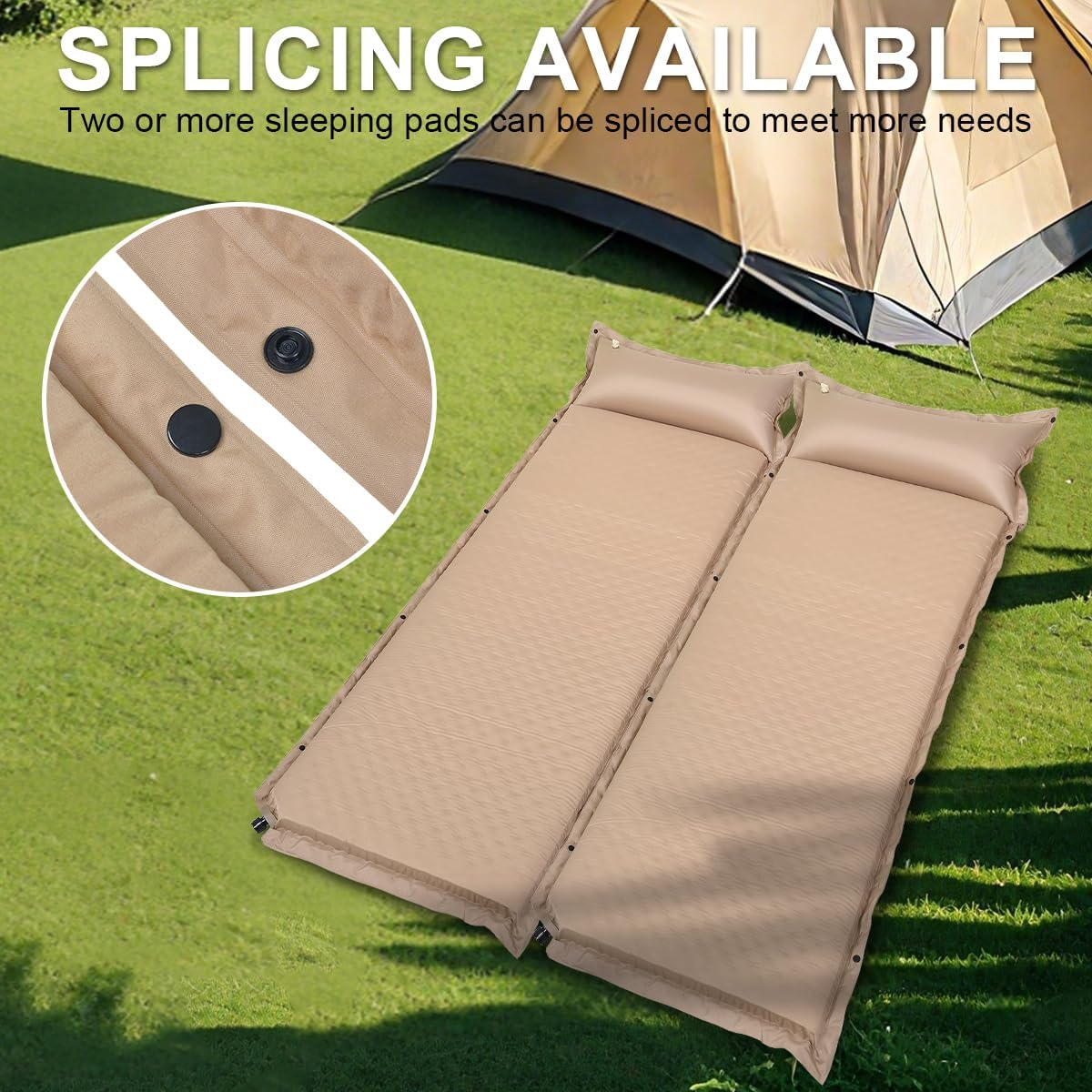 Anshine Sleeping Pad for Camping, Memory Foam Self Inflating Camping Sleeping Mats with Pillow, Easy Inflate & Deflate, Camping Mattress Pad with Pillow, for Hiking, Backpacking image number 3