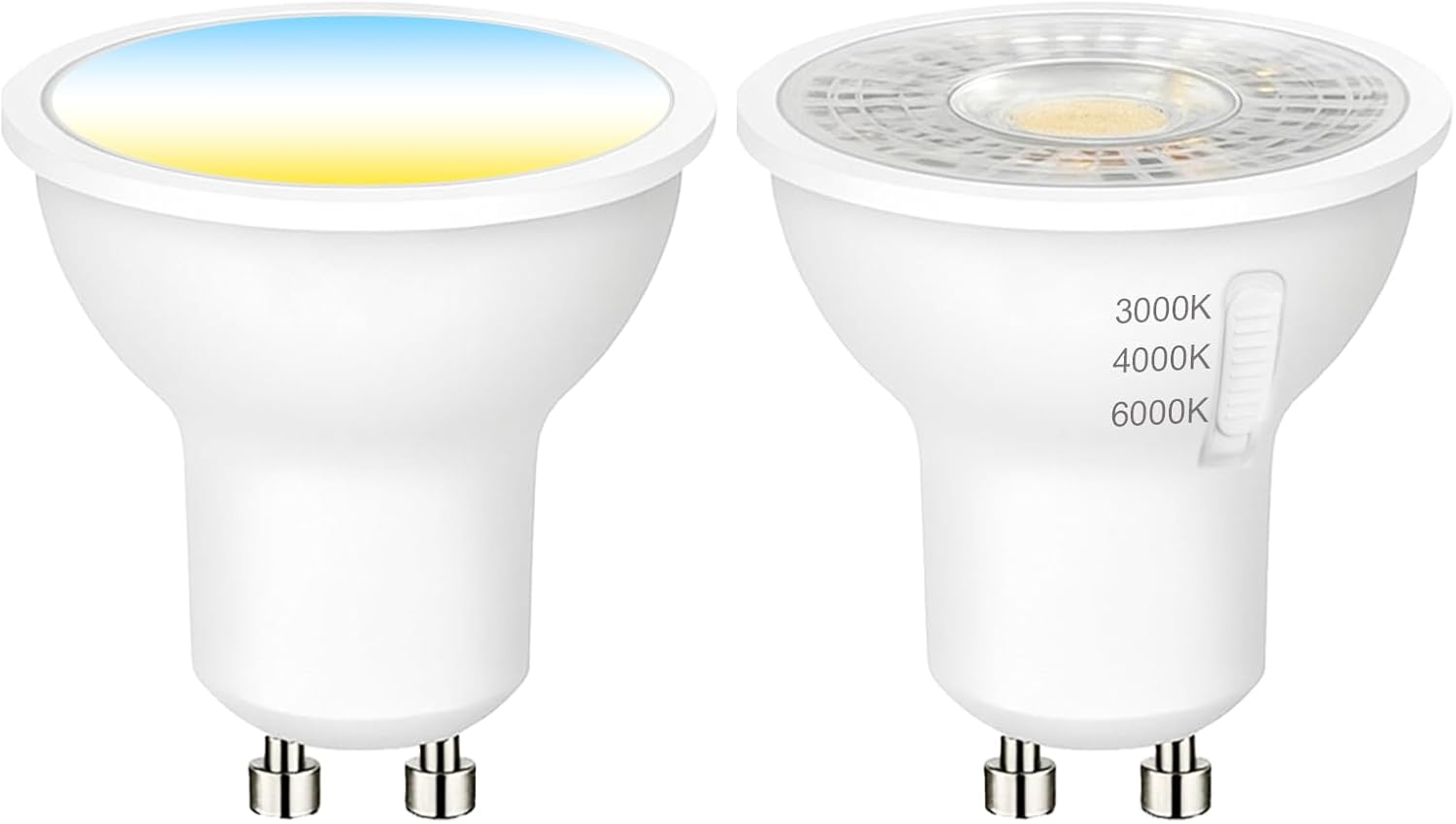 Cinsenten Gu10 LED Bulbs, Warm White/Neutral White/Cool White, Dimmable, Energy Saving Lamps, Equivalent to 50W 60W Halogen Bulbs, 120&deg; Beam Angle, 230V (3CCT Dimbars, Pack of 2) image number 4