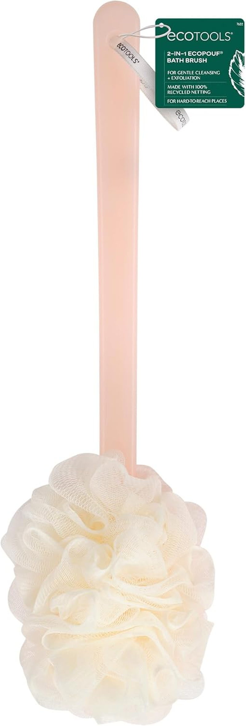 Ecotools 2-In-1 Bath Brush, Shower Loofah with Ergonomic Handle, Cleans Hard-To-Reach Areas, Cleansing & Exfoliating, Recycled Netting, Perfect for Men & Women, Vegan & Cruelty-Free, 1 Count image number 4