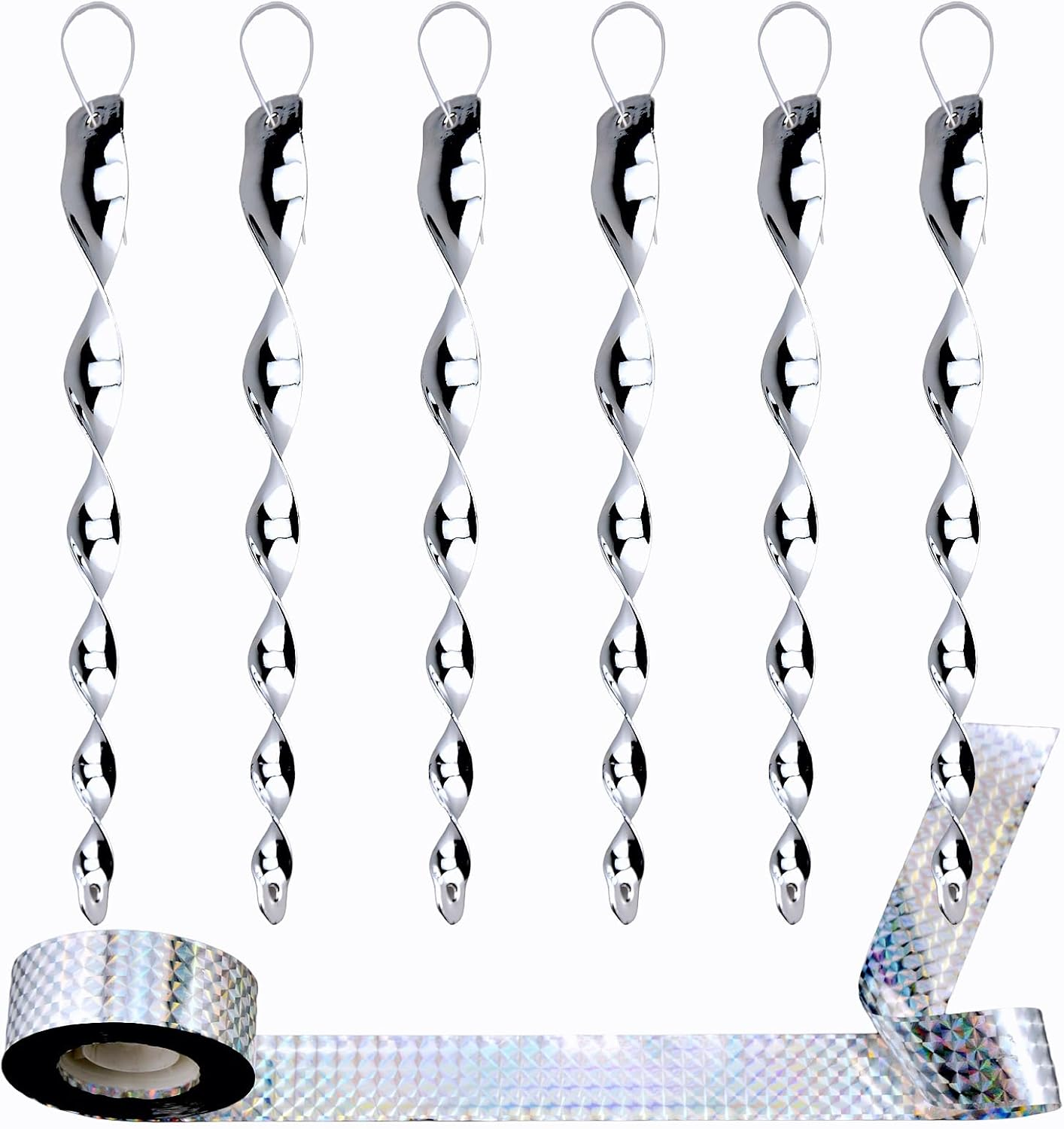 Wlzll Bird Deterrent Kit &ndash; 6 Reflective Scare Rods & 80M Reflective Tape &ndash; Visual Bird Repellent for Gardens, Trees & Roofs (Repels Pigeons, Woodpeckers & More) image number 2