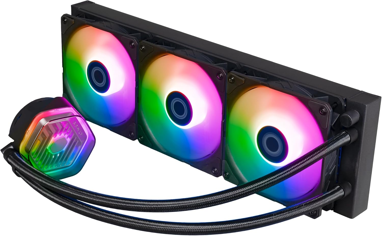 Cooler Master Masterliquid Atmos 360 Black CPU Liquid Cooler - AIO Water Cooling System, Dual Chamber Pump, Pre-Installed Sickleflow 120 Edge Fans, Addressable Gen 2 RGB, LGA1700 & AM5 Brackets image number 6