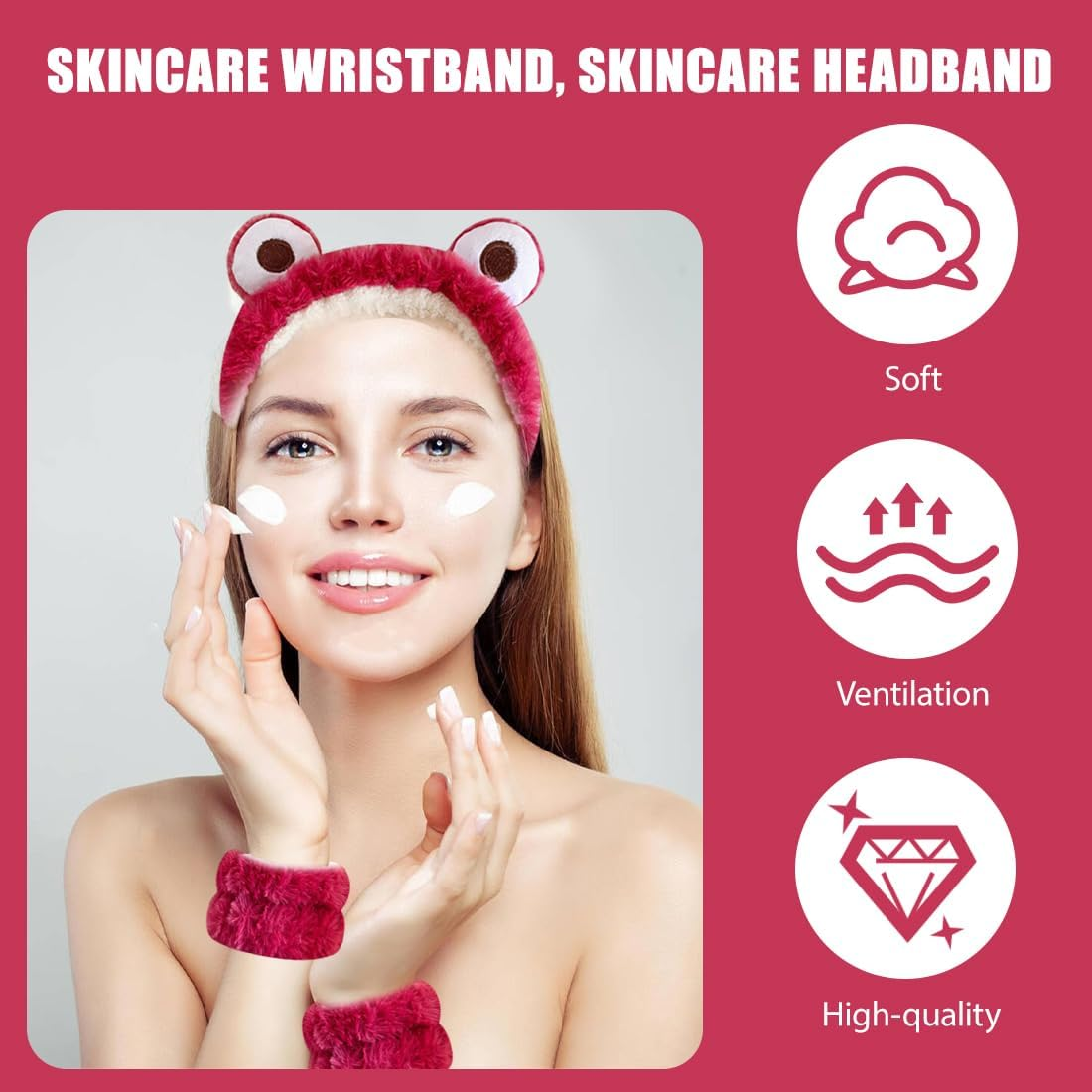 NHQZ Pack of 3 Hair Band Cosmetic, Wrist Wash Band, Make-Up Hair Band, Elastic Face Wrist Wash Band, Hair Accessories for Washing Face, A image number 4