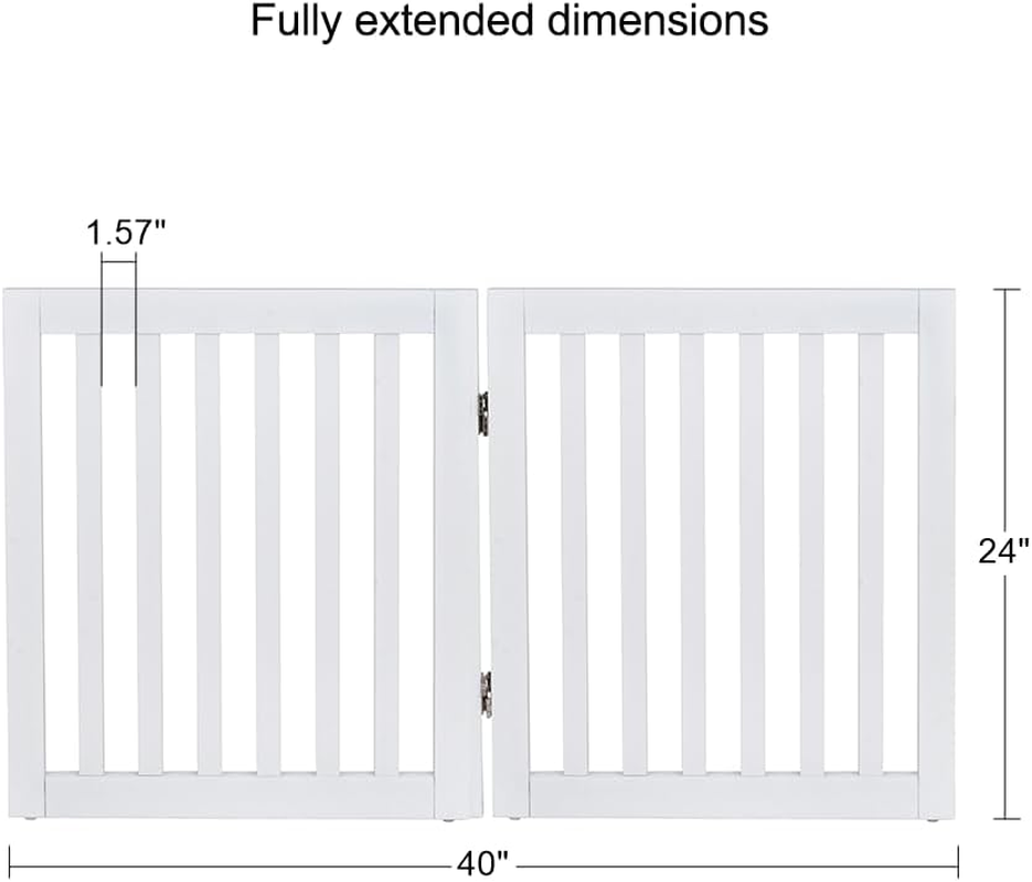 Unipaws 61Cm H Free Standing Pet Gate for Cat, Wooden Gates for Doorway, Stairs, Foldable Pet Fence for House, Expandable Dog Barrier, Indoor Use, White image number 5
