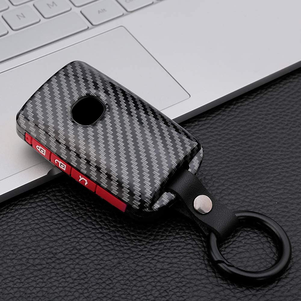 Ontto for Mazda 3 Alexa Car Key Cover Keyring for Mazda 3 CX-30 CX-5 CX-9 Mazda 3 Sedan 2019 2020 Key Fob 3 Buttons Accessories Remote Key Shell Keychain Key Holder Smart Key Protector-Carbon Red A image number 5