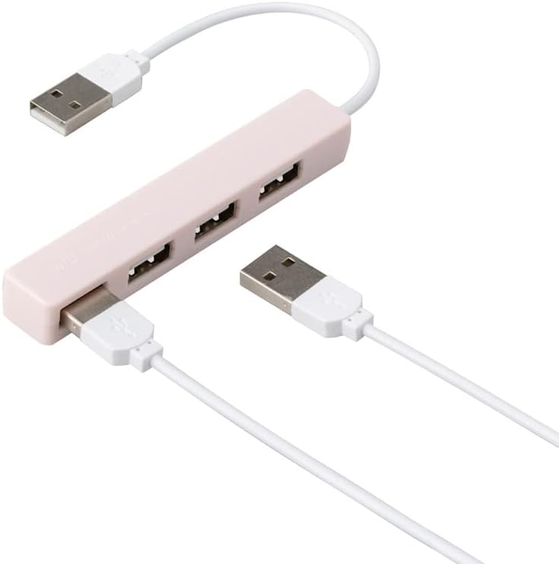 Nakabayashi Z0234 USB Hub, USB 2.0, 4 Ports, Shell Pink - Powder Blue image number 2