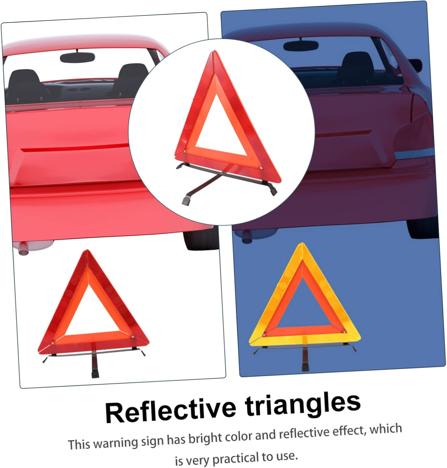 Hohopeti Reflective Warning Triangle Safety Triangles for Road Easy to Store Car Use Kit image number 2