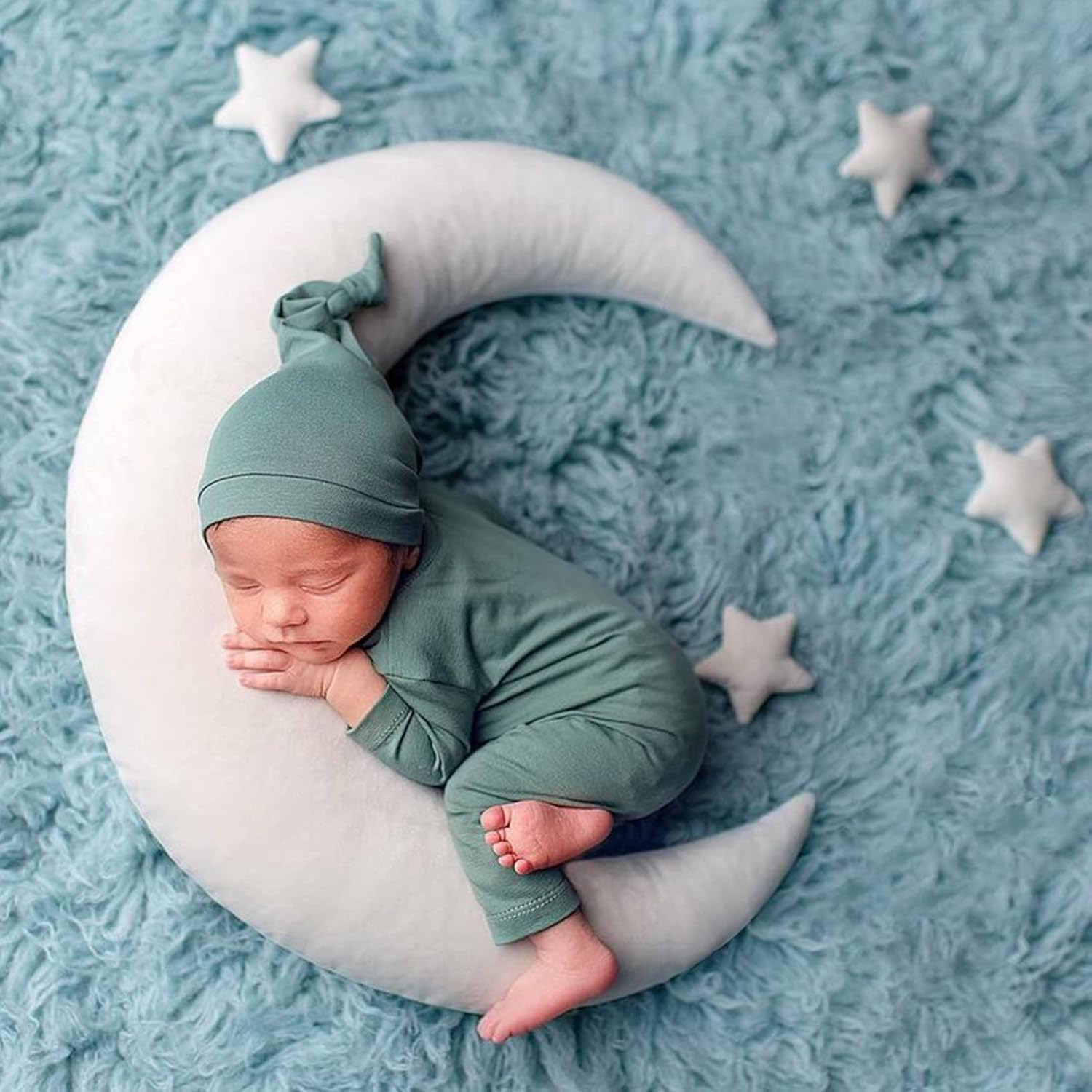 Moon Star Pillow Newborn Posing Pillow Newborn Photography Posing Pillows Infant Photography Props Set (White)