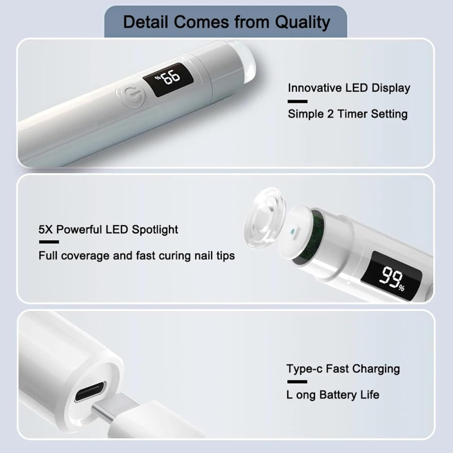 Rechargeable Handheld LED UV Nail Lamp with Magnetic Stand - Flash Cure Light for Fast Curing, Silicone Stamp DIY Tool for Home Manicure (White) (Desk Lamp) image number 3