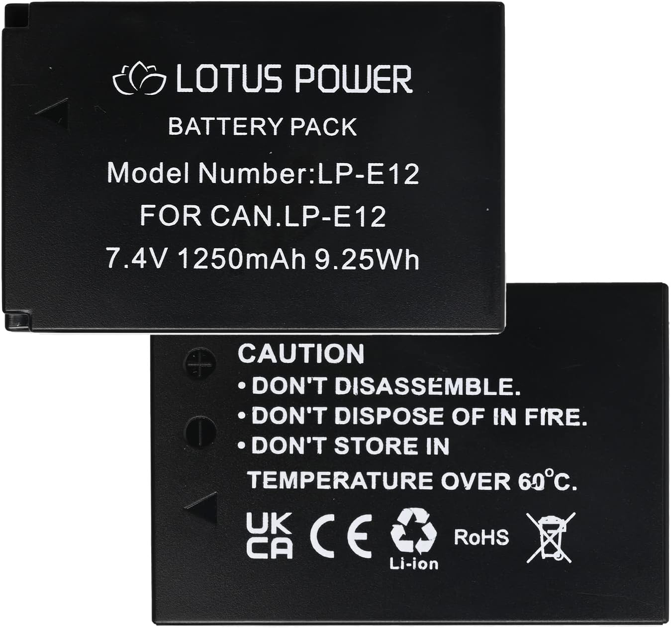 LOTUS POWER LP-E12 Battery Replacement, LP E12 LPE12 Batteries Compatible with Canon Camera EOS M, EOS M2, EOS M50, EOS M100, EOS M200, EOS 100D, Powershot SX70 HS