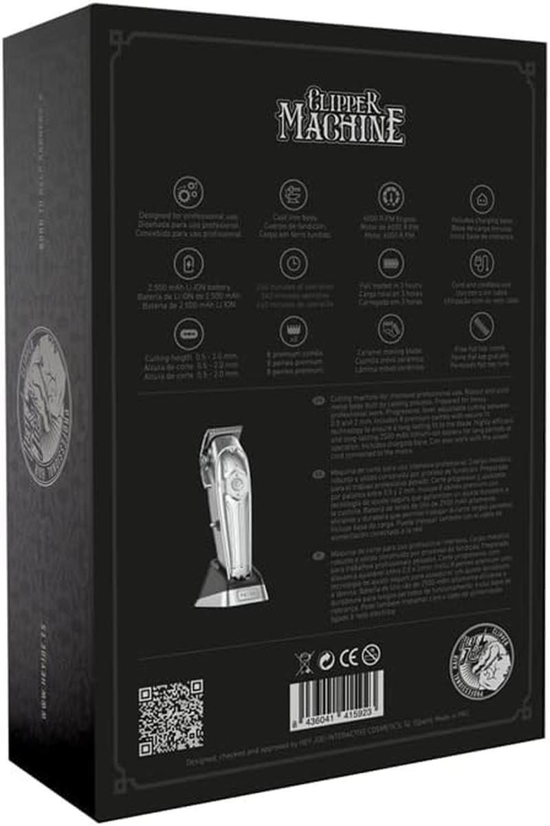 HEY JOE - Clipper Machine, Professional Wireless Hair Trimmer for Men'S Hair and Beard, Powerful 6000 R.P.M, Silver image number 5