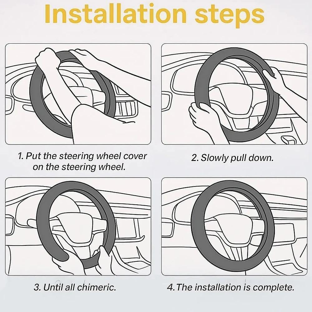 Car Steering Wheel Cover, 15 Inch Bling Rhinestone Soft Leather, Diamond Crystal for Women, Elastic Steering Wheel Protector for Most Cars (Black)