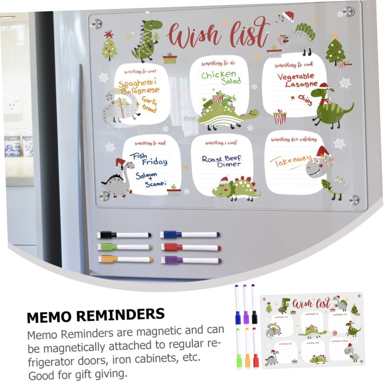 OHPHCALL Magnetic Dry Erase Board Acrylic Fridge Calendar Magnet Strip Easy Clean Whiteboard Eraser image number 3