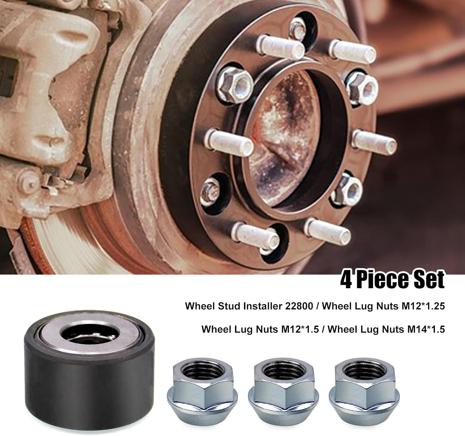 RULLINE 22800 Wheel Stud Installer Replace Most All Automotive and Light-Duty Truck Wheel Studs Installer Tool Wheel Studs with Wheel Lug Nuts 12X1.25 12X1.5, 14X1.5Safe, Durable, Saves Time, Effort image number 1