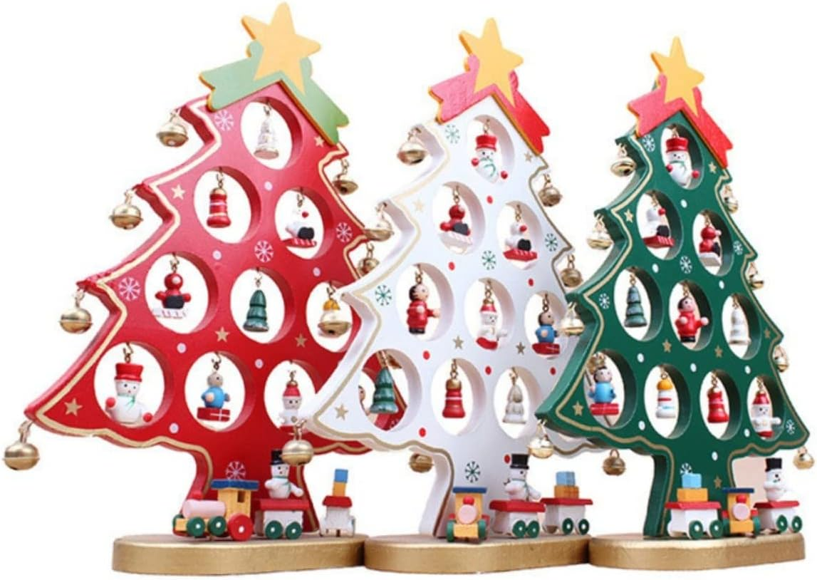 DIY Cartoon Wooden Christmas Tree Desktop Christmas Tree Decor Christmas Ornament image number 2