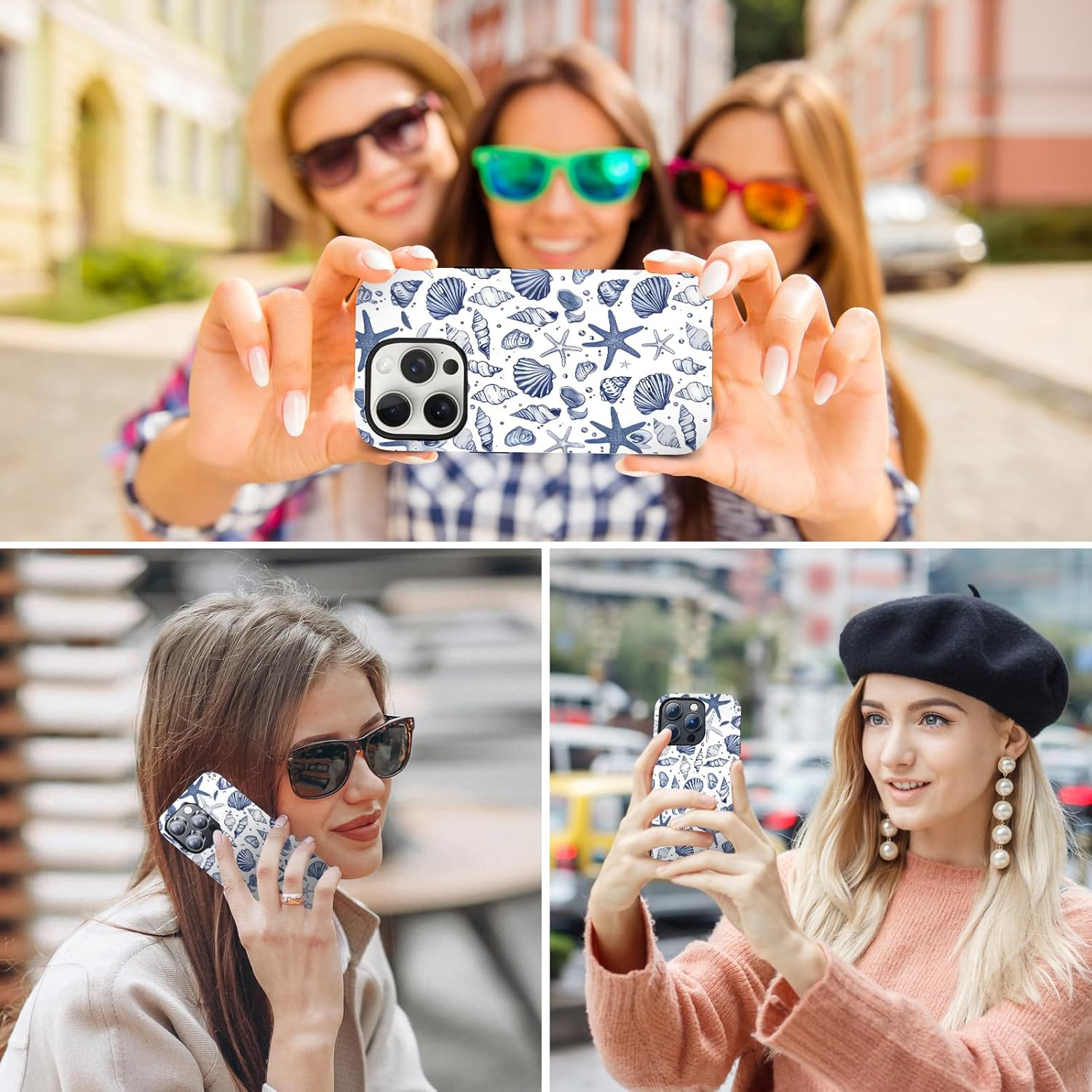 XUNQIAN Compatible for Iphone 13 Case, Coastal Beach Summer Blue Ocean Seashell Aesthetic Protective Phone Case (For Iphone 13), RUI-97A-A image number 6