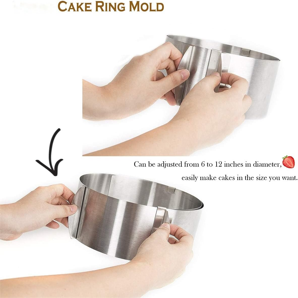 Cake Mold-Cake Ring-Adjustable round Stainless Steel 6 to 12 Inch Cake Mold - Cake Baking Supplies image number 3