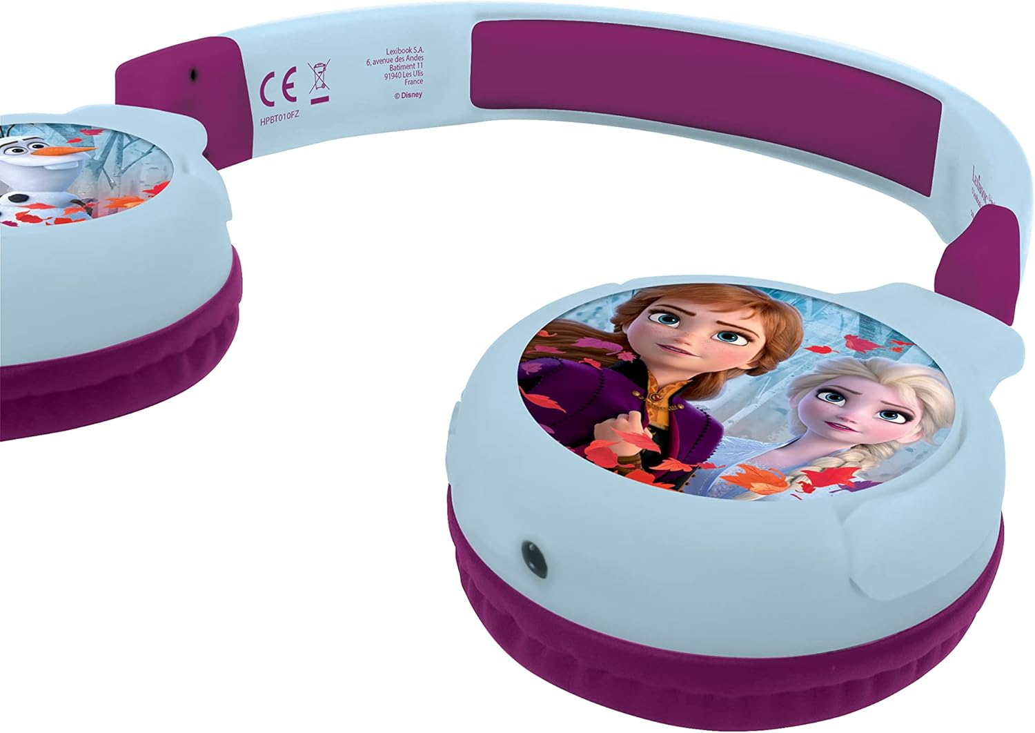 Lexibook Disney Frozen 2-In-1 Bluetooth Headphones for Kids, Stereo Wireless Wired, Child Safe for Boys Girls, Foldable, Adjustable, Blue/Purple, HPBT010FZ, Frozen image number 1