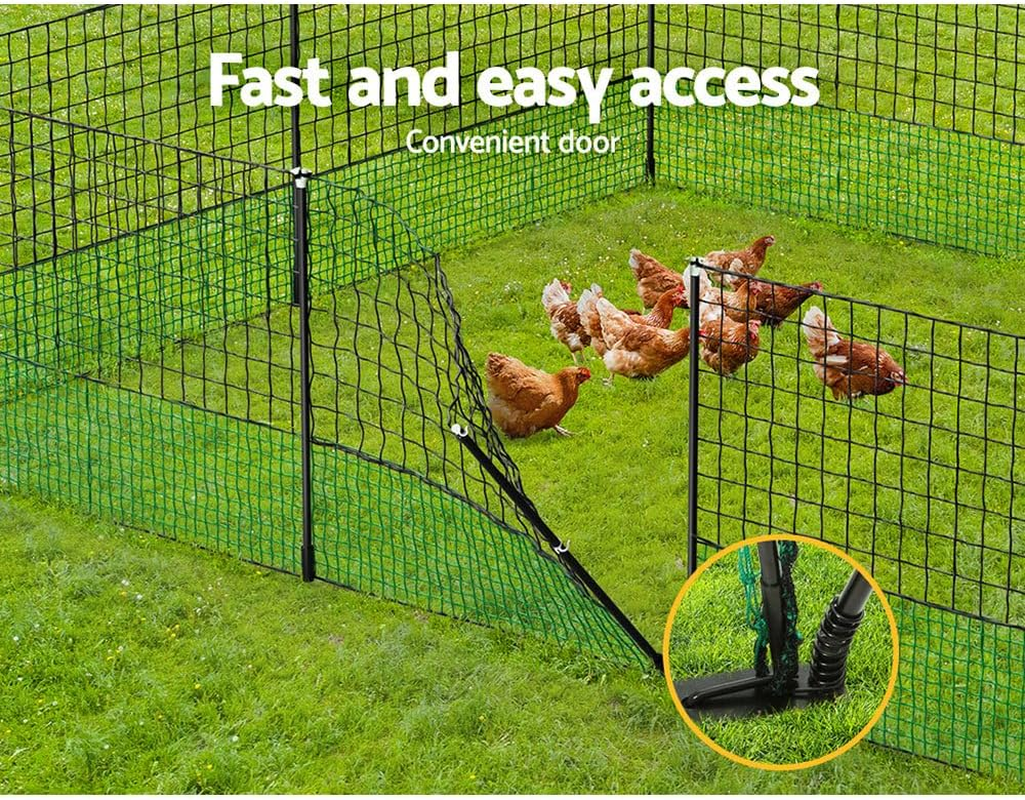 I.Pet Chicken Fence, 2500 X125Cm Electric Wire Poultry Fencing Mesh Chickens Coop Cage Rabbit Hutch Pet Enclosure Duck Goose House Animal Barrier, Lightweight Heavy Duty Double Prong with Caps Black image number 4