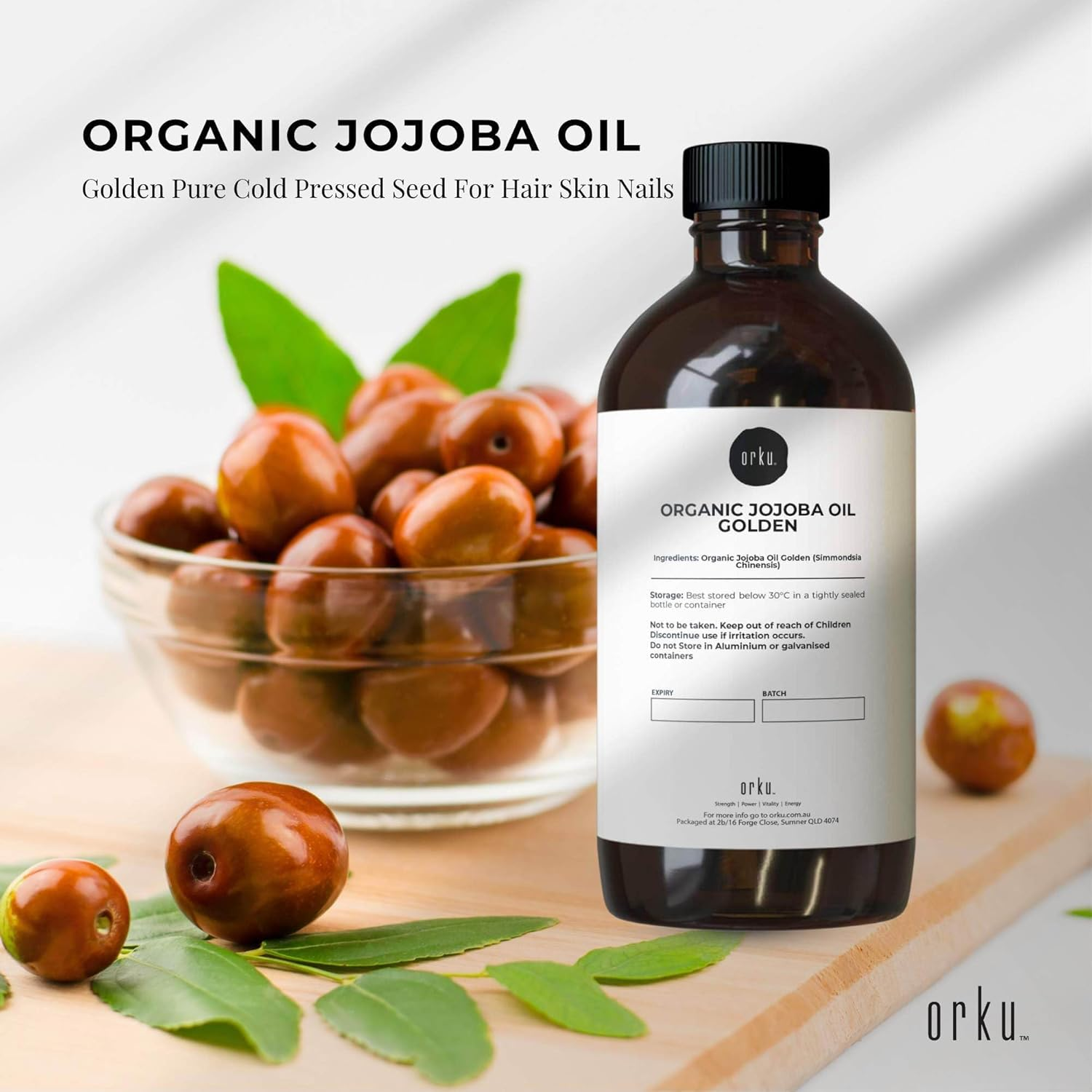500Ml Organic Jojoba Oil - Golden Pure Cold Pressed Seed for Hair Skin Nails image number 3