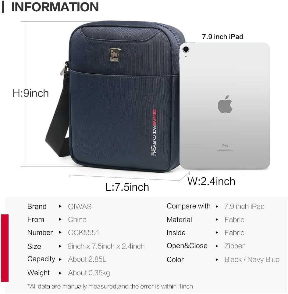 OIWAS Small Messenger Bag Crossbody Shoulder Bags for Men, Mini Sling Pack Handbag Mens Nylon Travel Purse - Gray image number 4