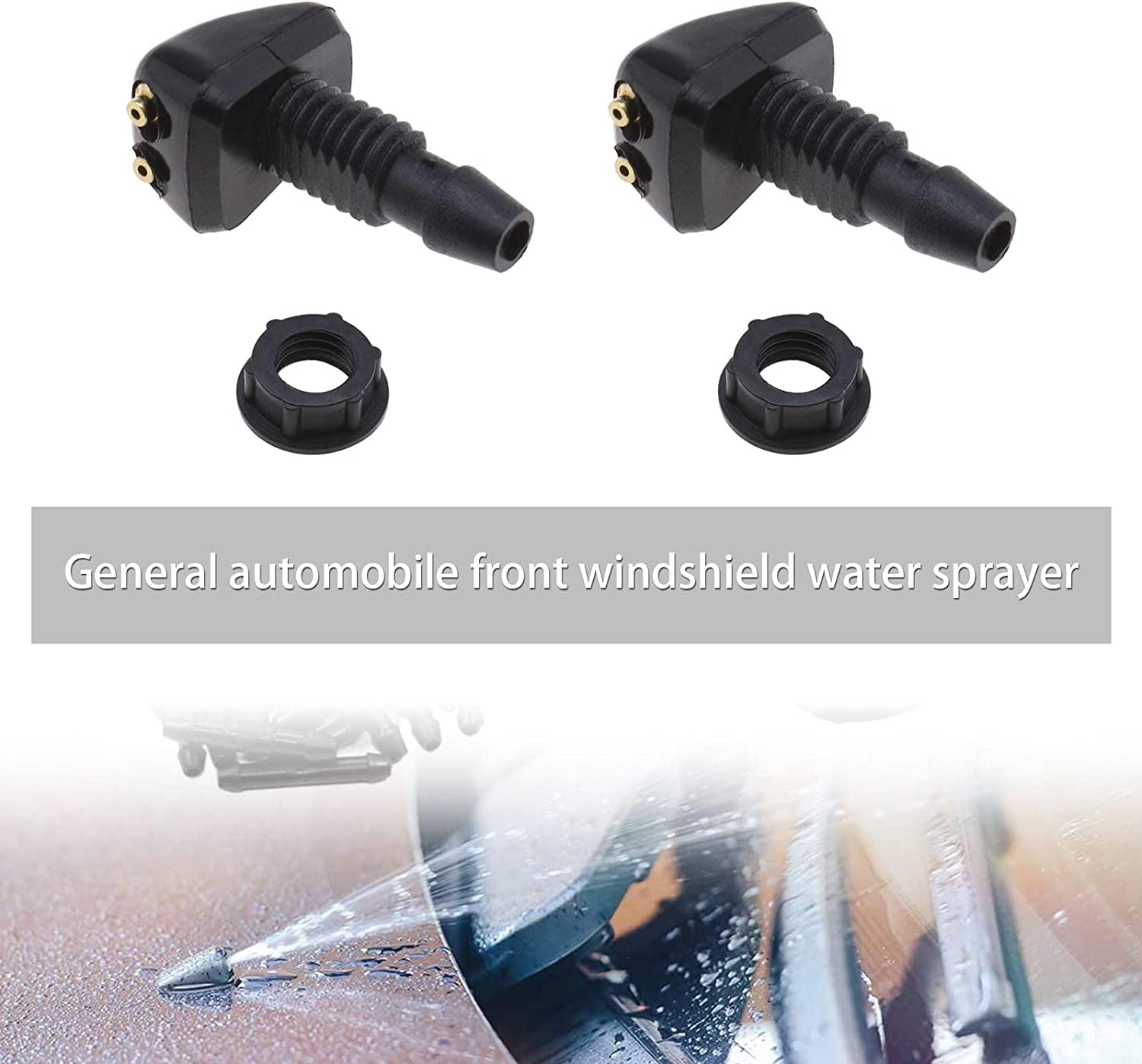 Emsea 4Pcs Car Front Windshield Wiper Washer Nozzles Windscreen Washer Wiper Spray Jet Universal Car Front Window Washer Nozzles image number 1