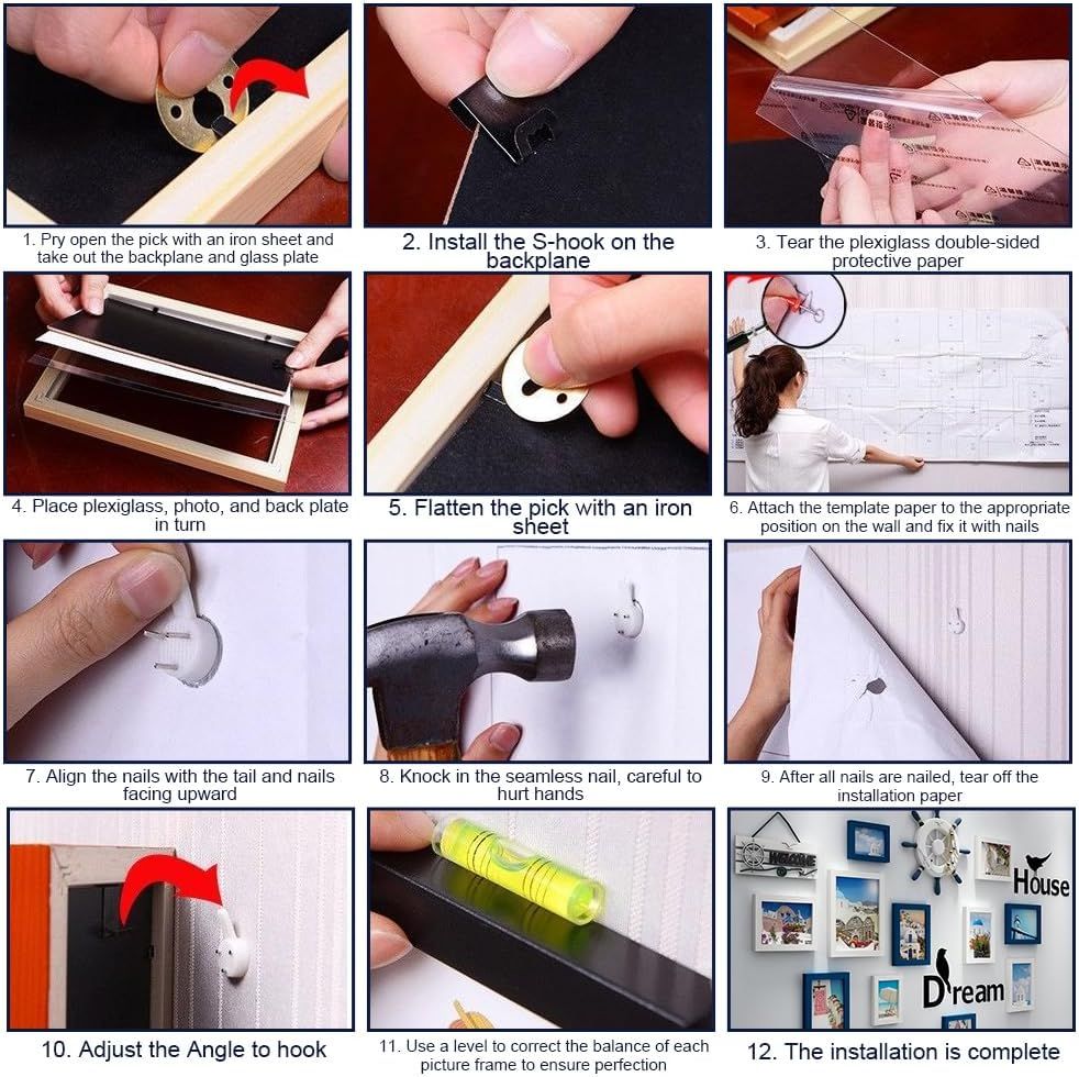 HHWRT Picture Frame Set, Multi-Pack Photo Frames for Wall and Tabletop Display, 14 Pack Picture Frames Collage Wall Decor for Multi Sizes Photos, Home and Office Gallery Wall D&eacute;cor image number 3