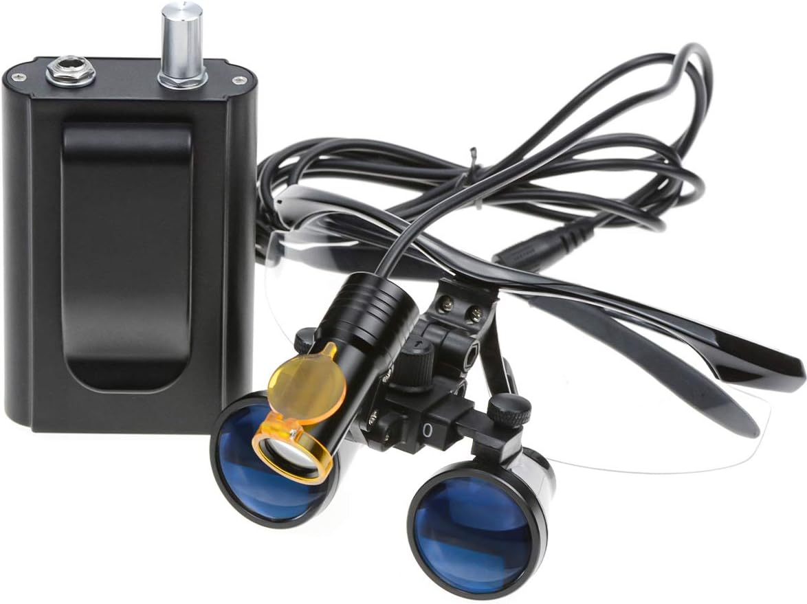 Tankredrug 5W LED Headlight Lamp Filter Belt Clip on 3.5X 420Mm Working Distance Wide View Optical Glass Binocular Loupe with Aluminum Case (Black) image number 4