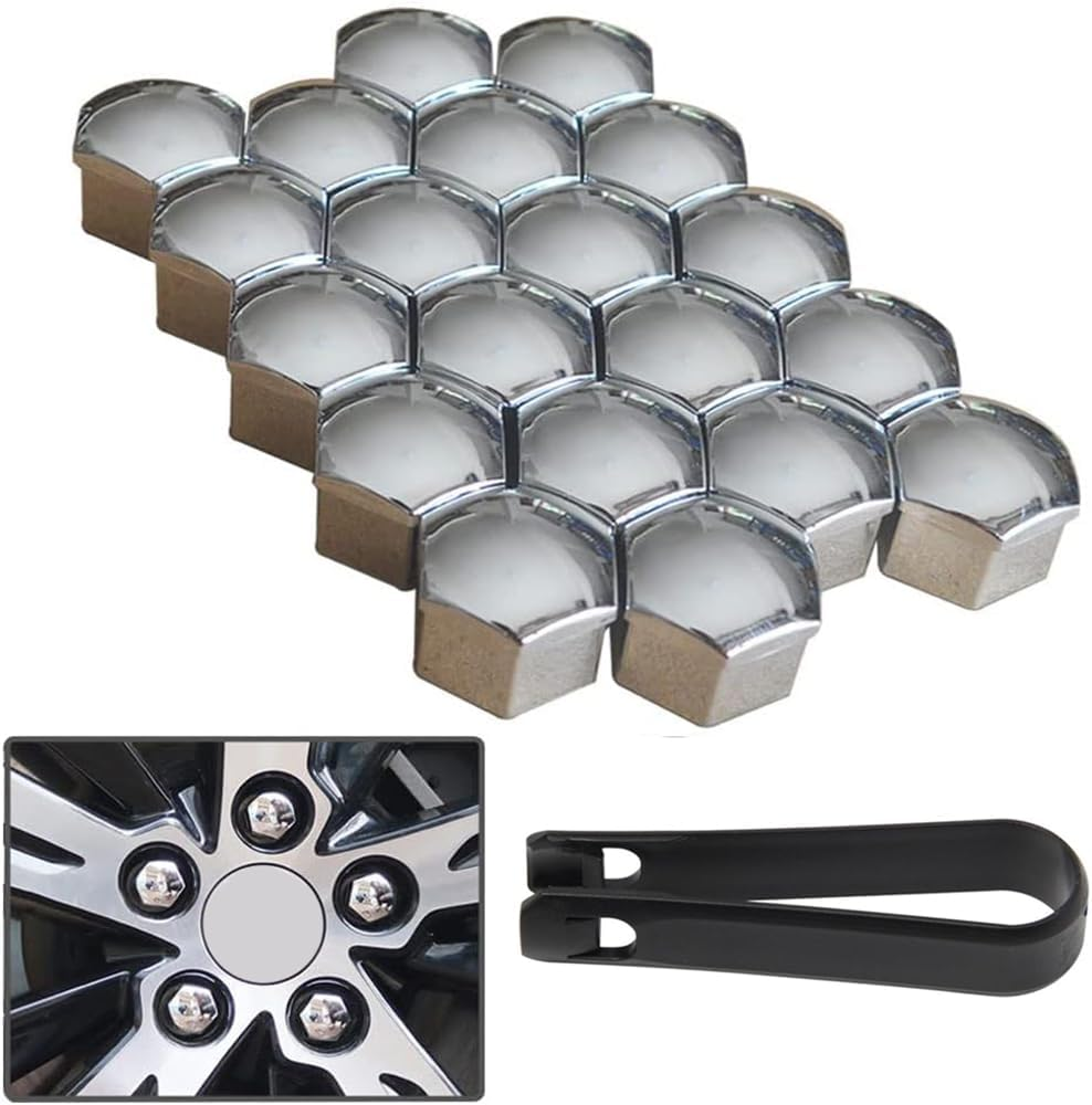 Sylbx Pack of 20 Wheel Bolt Caps, Wheel Nut Caps, Wheel Nut Caps, Wheel Nut Caps, Wheel Nut Covers, Wheel Nut Caps for Cars, 19 Mm, Chrome Wheel Bolt Caps image number 6